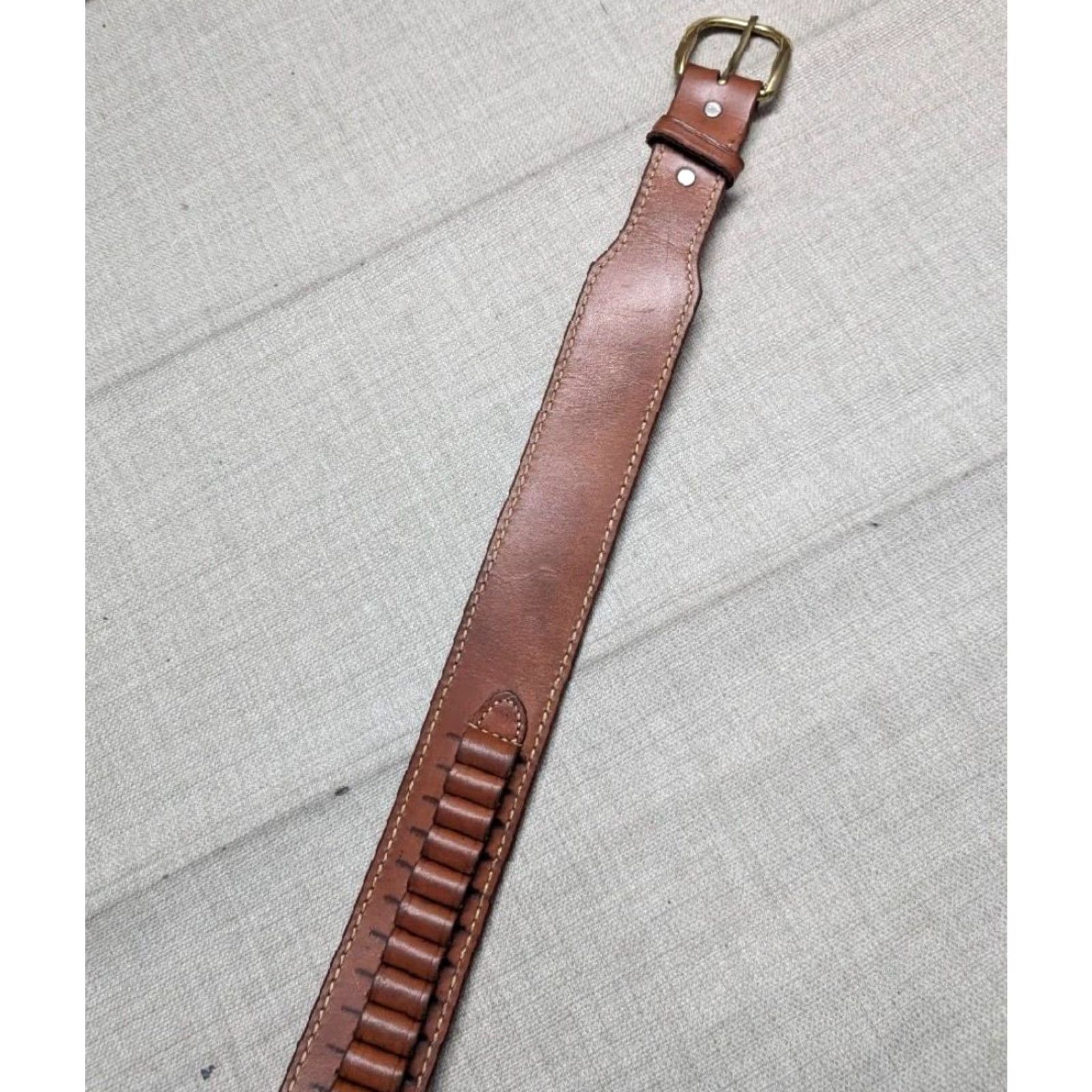 Vintage VINTAGE western belt Holster belt Leather Cowhide Full Grain Leather Ranger belt Cartridge belt 2" 38 waist Brown Men Cowboy Belt Mens Size 38 - 4 Thumbnail