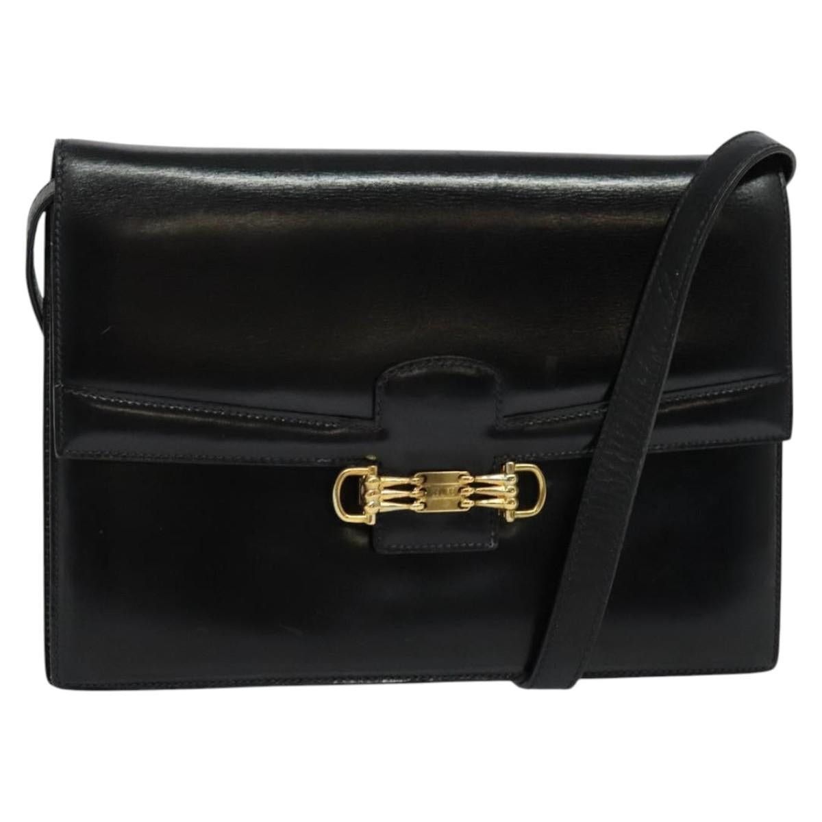 Celine CELINE Shoulder Bag Leather Black Gold Size ONE SIZE - 1 Thumbnail