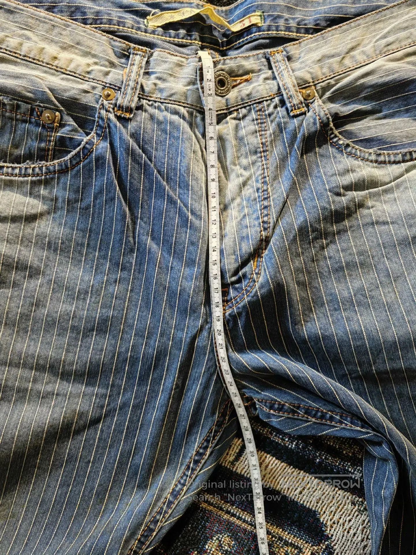 Scarti-Lab Scarti Lab Indigo Striped Washed Denim Pants. Size US 31 - 9 Thumbnail