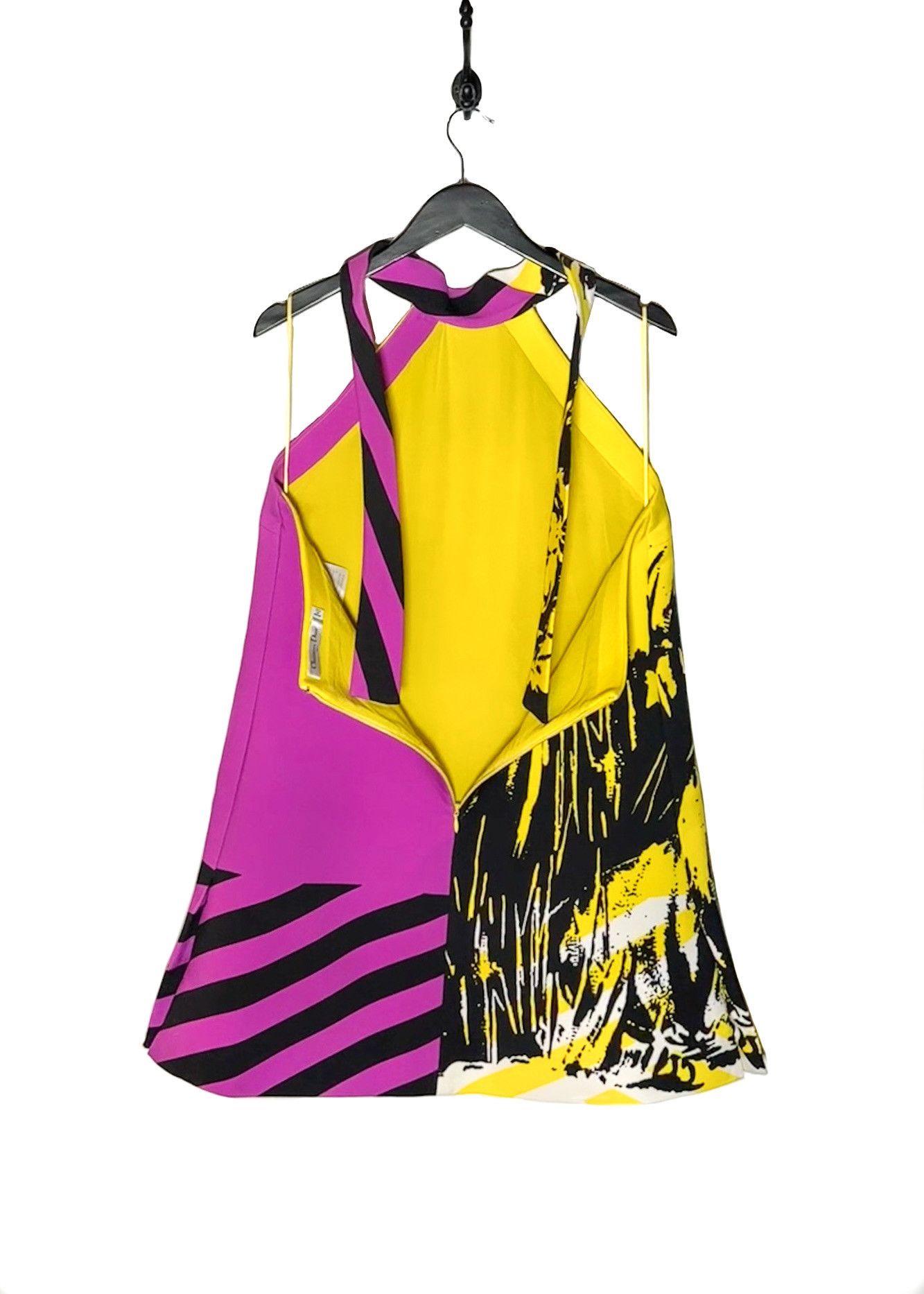Dior Christian Dior SS22 Runway Yellow Print Halter Mini Dress Size XL / US 12-14 / IT 48-50 - 7 Thumbnail