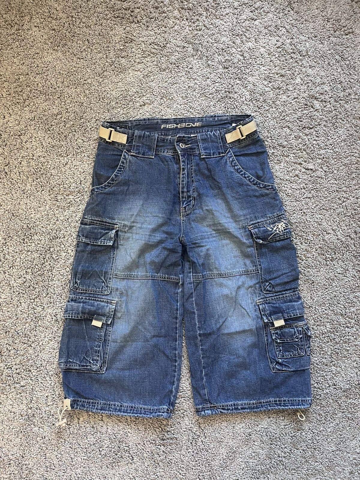 Vintage Y2K Vintage Fishbone Denim Cargo Shorts Hip-Hop Rap Size US 32 / EU 48 - 1 Thumbnail