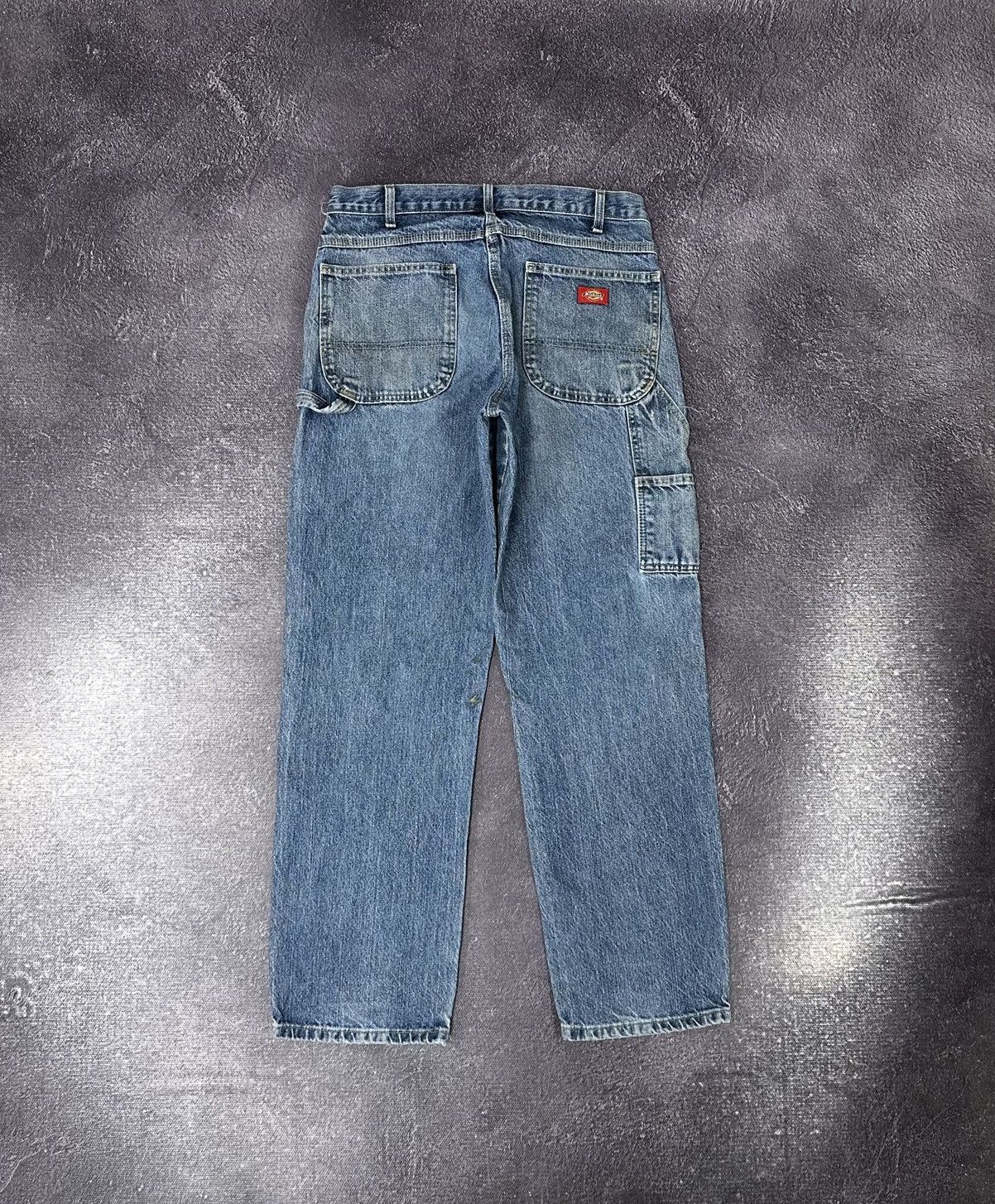 Pre-owned Dickies X Vintage Dickies Distressed Washed Denim Baggy Y2k Work Pants In Blue