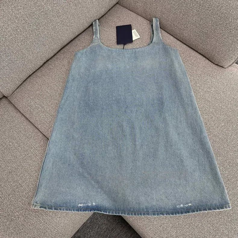 Prada Prada Blue logo denim A-shaped suspender dress Size XS / US 0-2 / IT 36-38 - 2 Thumbnail