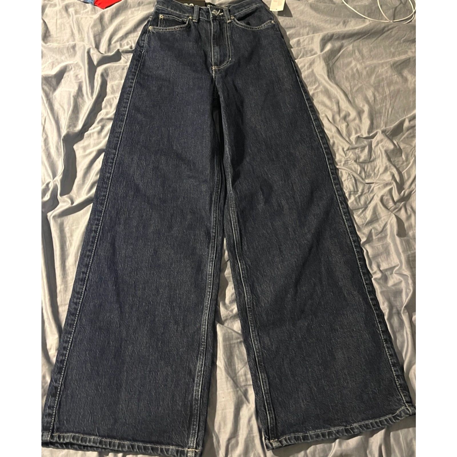 Urban Outfitters VINTAGE Urban Outfitters BDG A-Wide Jeans Women Size 24 Dark Wash Wide Leg High Waist NWT Size 42" / US 20 - 2 Thumbnail