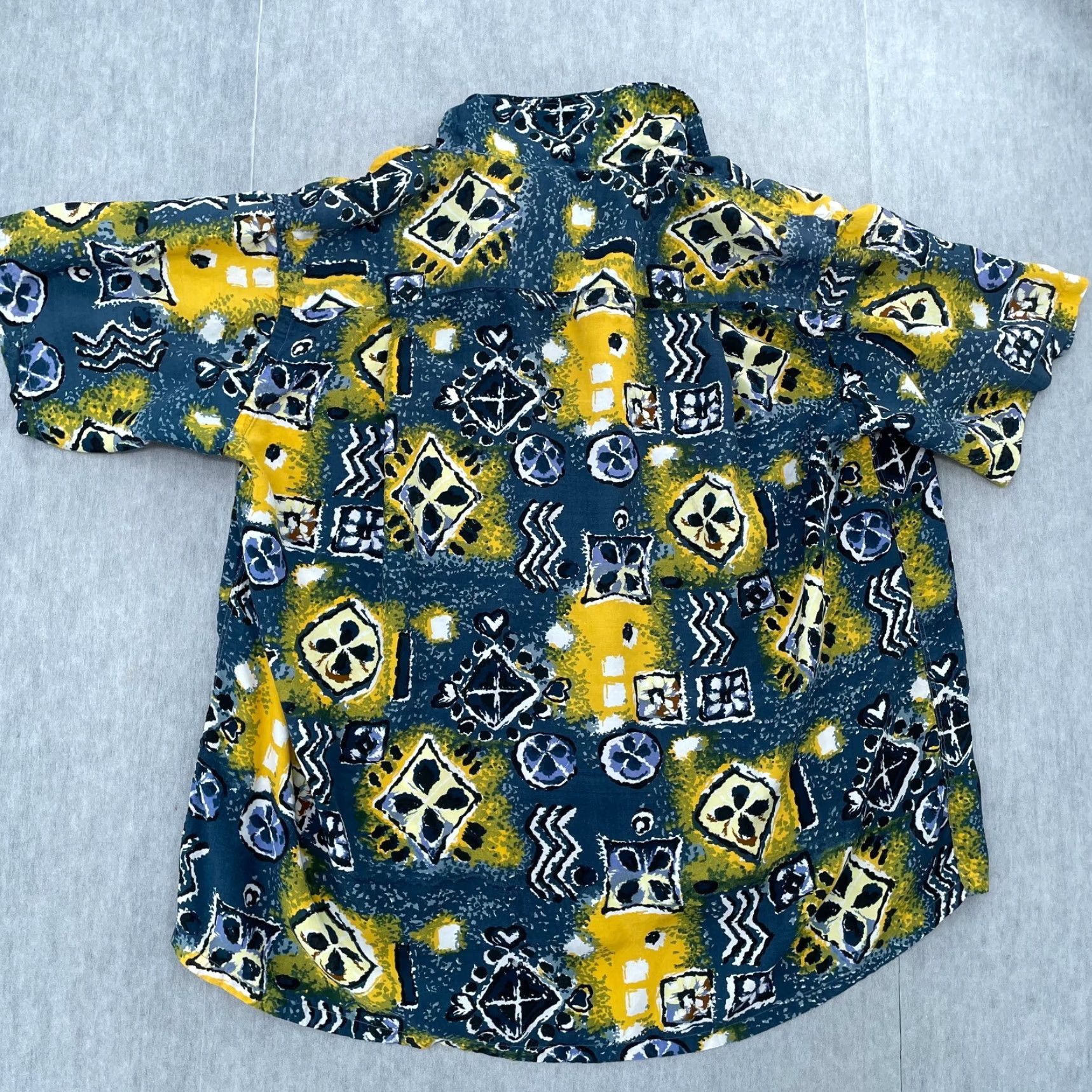 Rivieras VINTAGE Riviera Button-Up Shirt Adult XL Blue Geometric Rayon 50s 60s Beach Mens Size US XL / EU 56 / 4 - 2 Thumbnail