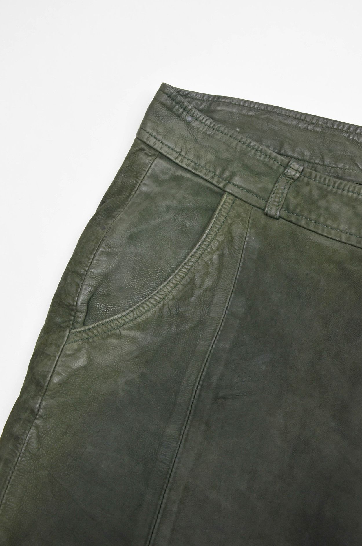Leather × Scotch & Soda MAISON SCOTCH Green Leather Pants Size 33" - 6 Thumbnail