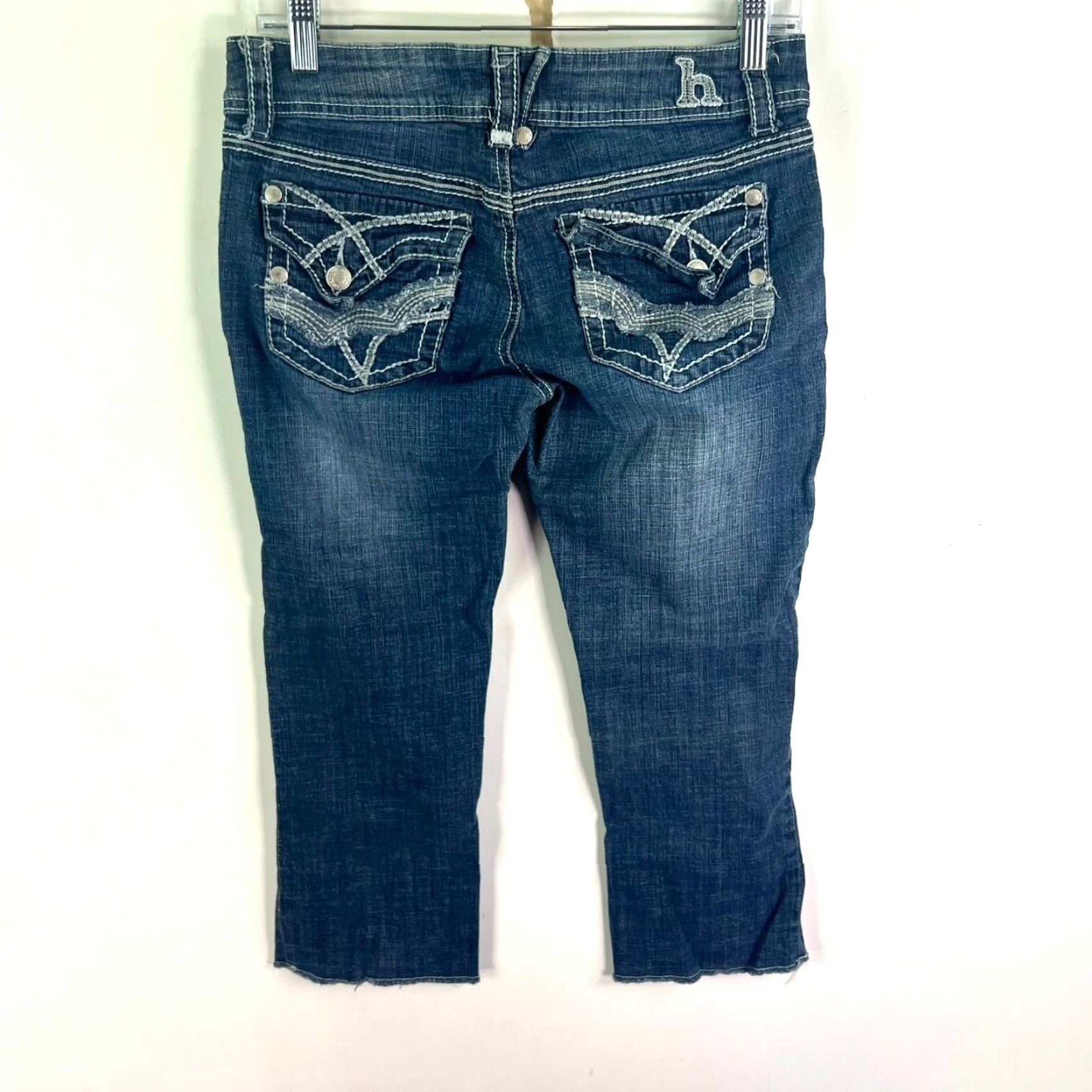 Vintage VINTAGE HYDRAULIC Dark Wash Distressed Capri Jeans Juniors Size 10 30W 22L Stretch Denim Womens Size 32" / US 10 / IT 46 - 7 Thumbnail