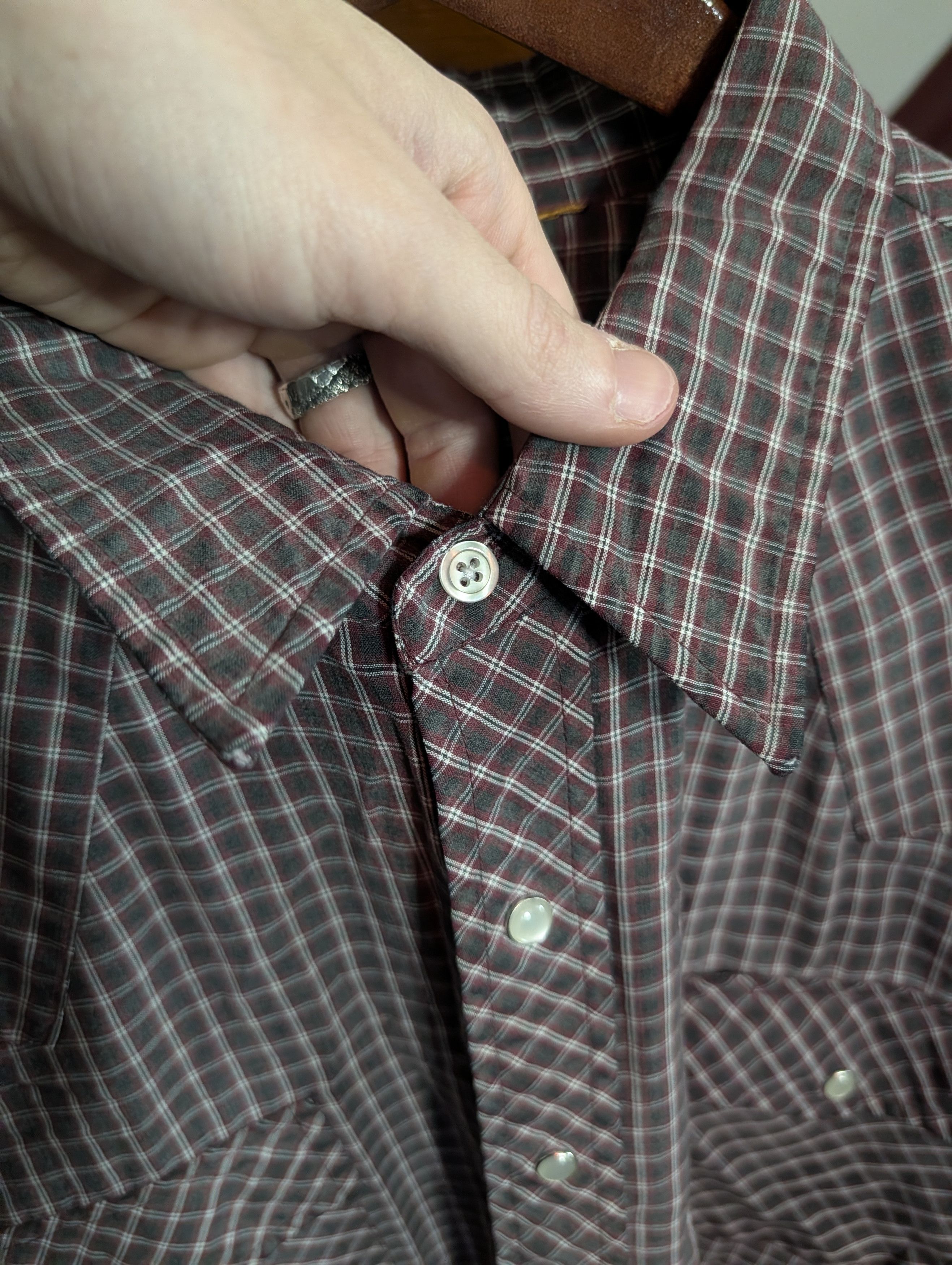 Vintage OUTLAW WESTERN WEAR vtg snap button S/S red shirt Size US XXL / EU 58 / 5 - 5 Thumbnail