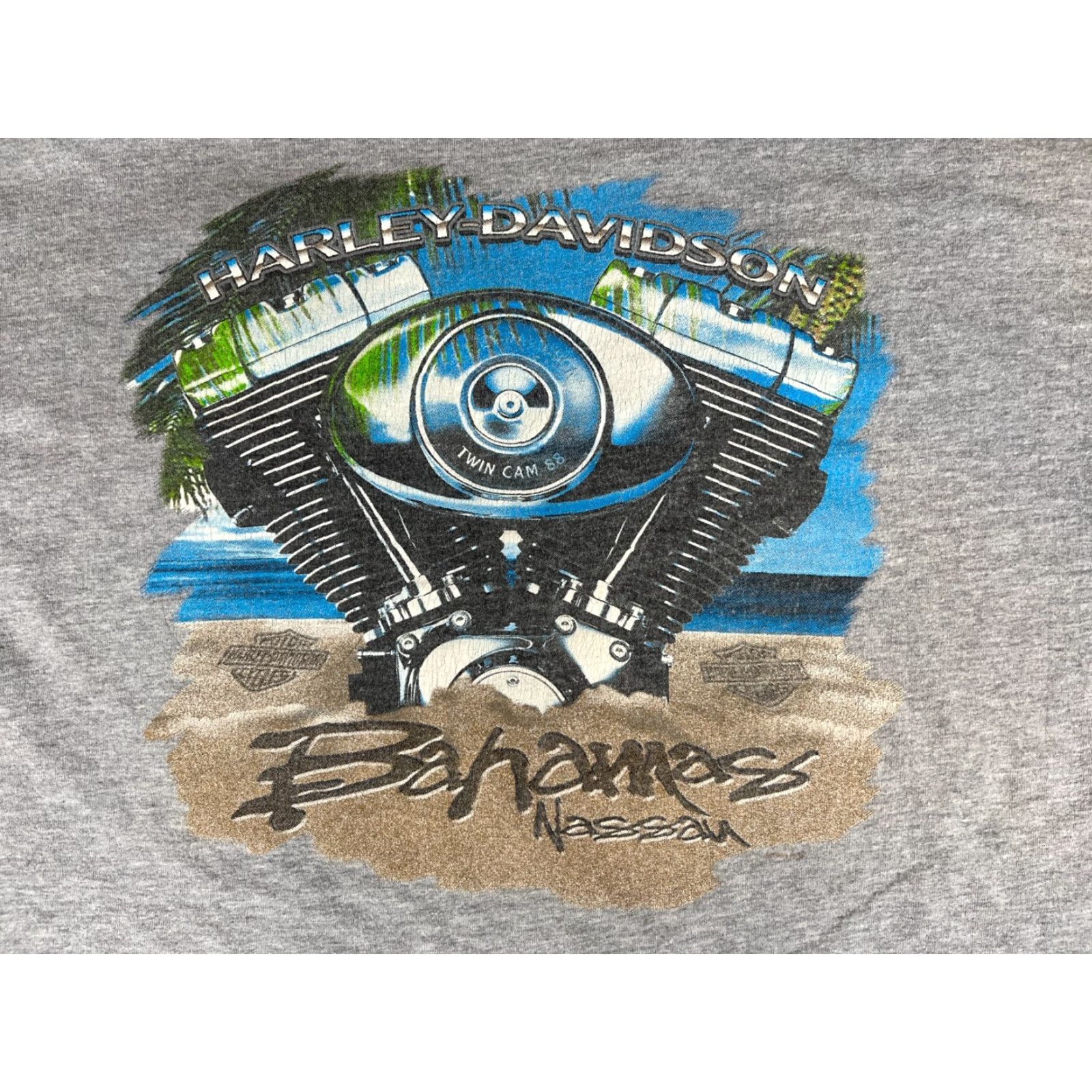 Harley Davidson VINTAGE Harley-Davidson Bahamas Nassau T-Shirt Double-Sided Sz L Men’s 1997 90s Motorcycle Graphic Gray Crew Neck Short Sleeve Size US L / EU 52-54 / 3 - 7 Thumbnail