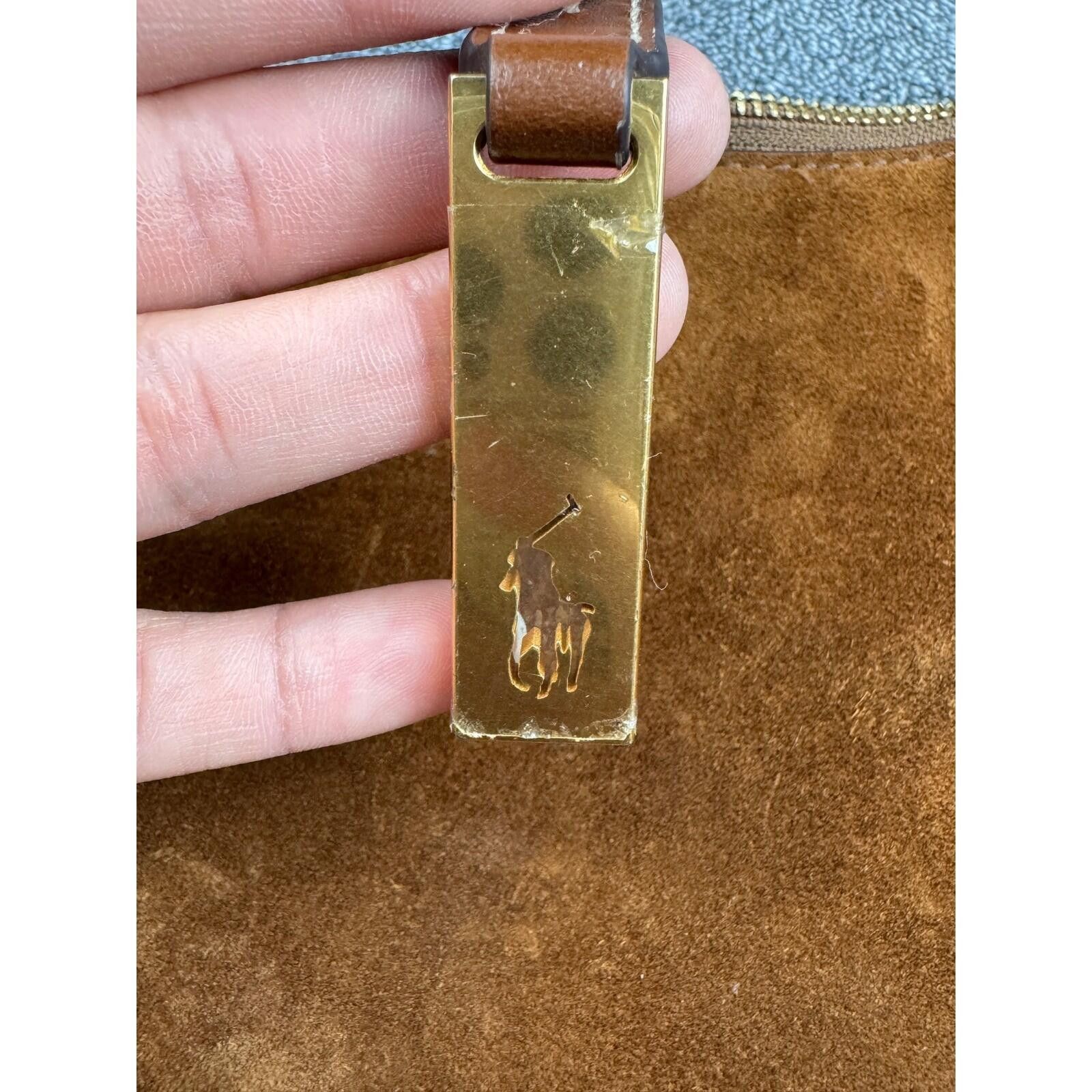Polo Ralph Lauren Mini Polo ID Ralph Lauren Cinnamon Cuoio Suede Shoulder Bag Size ONE SIZE - 6 Thumbnail