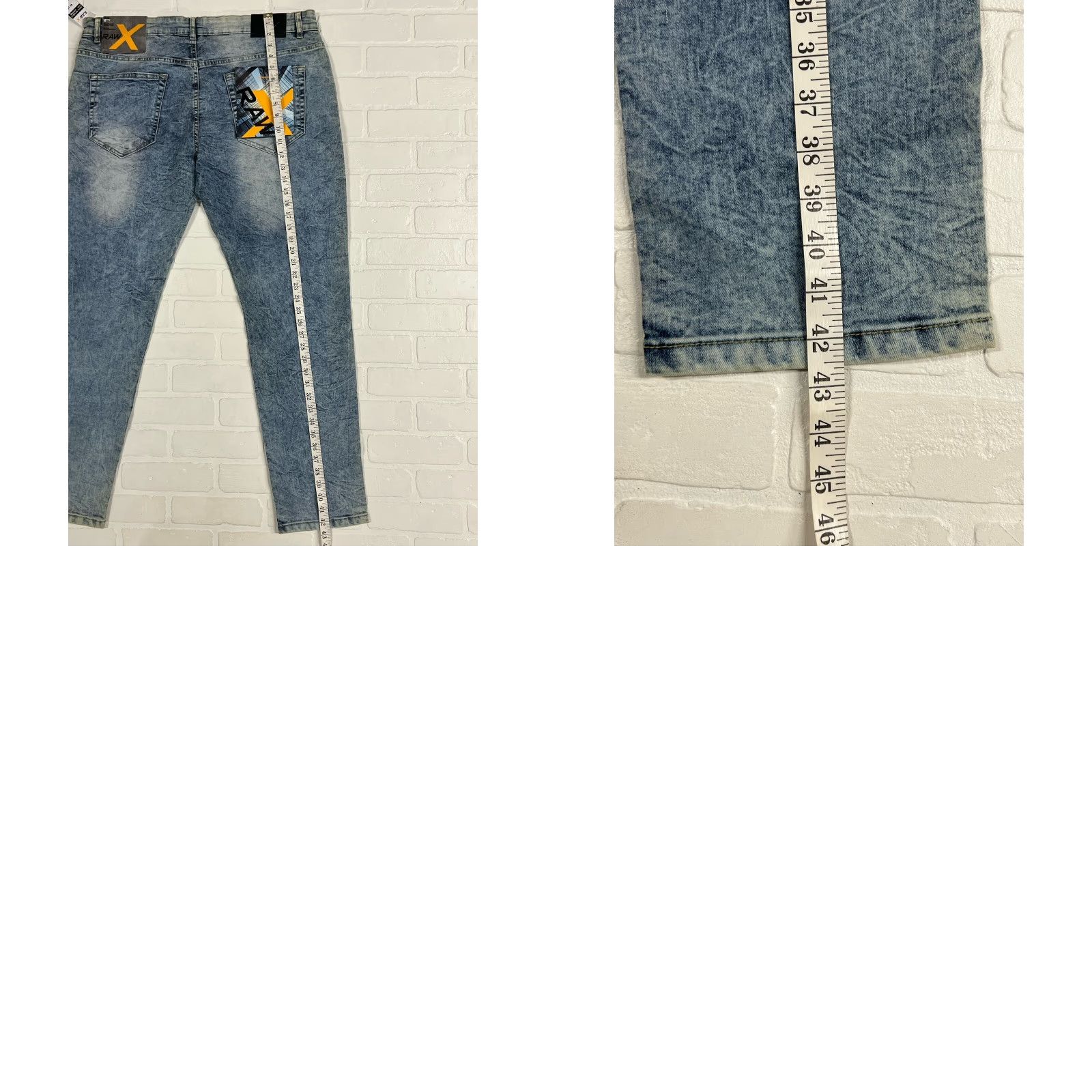 Denime Raw X Jeans Men’s 38 Skinny Stretch Blue Denim Patchwork Studs NWT Modern City Hip Hop Retro Jeans Size US 38 / EU 54 - 10 Thumbnail