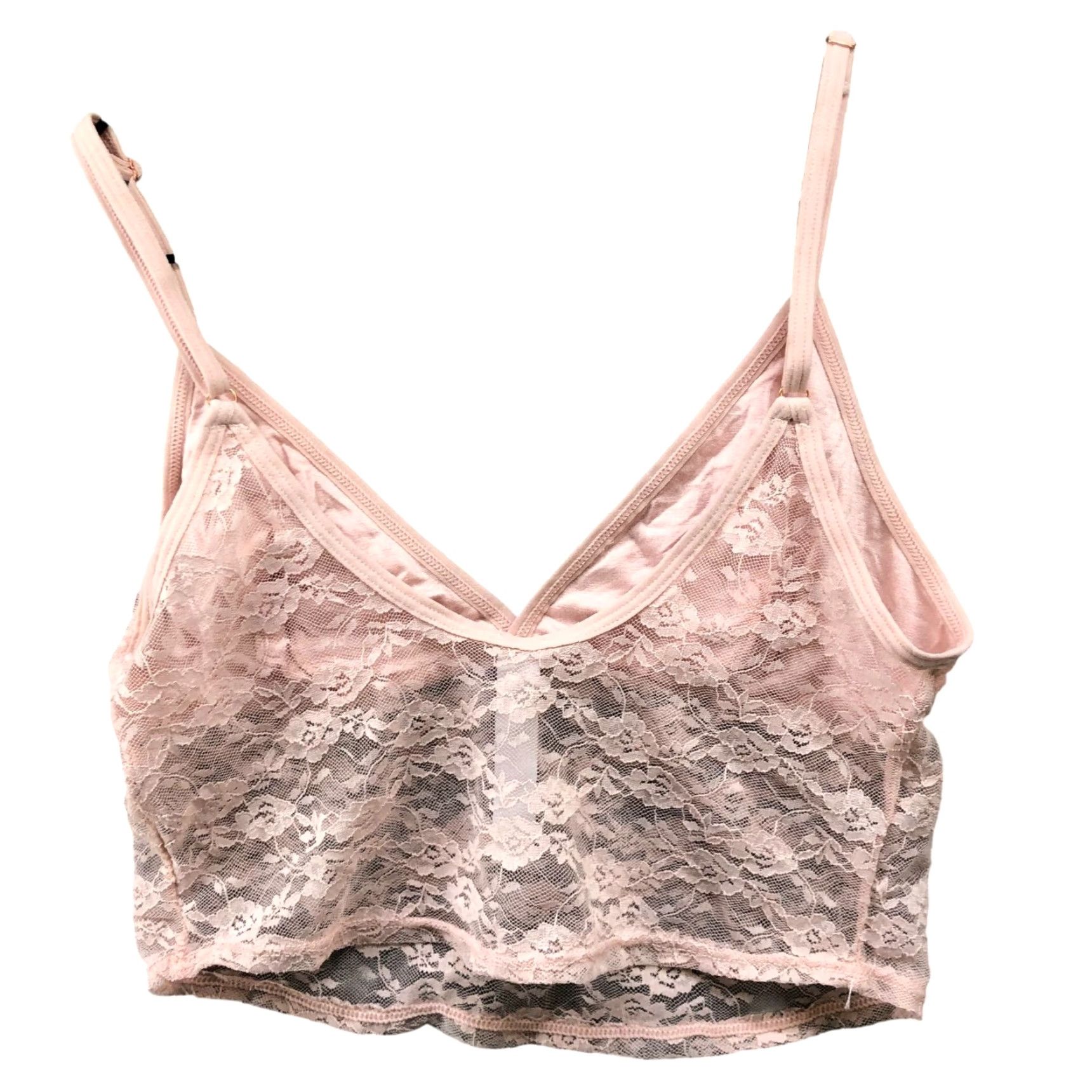 Urban Outfitters Urban Outfitters Lace Cami Top Bralette Womens S Pink Cropped Sheer Lined Tank Camisole V-Neck Spaghetti Strap Summer Style Cropped Shirt Size S / US 4 / IT 40 - 2 Thumbnail