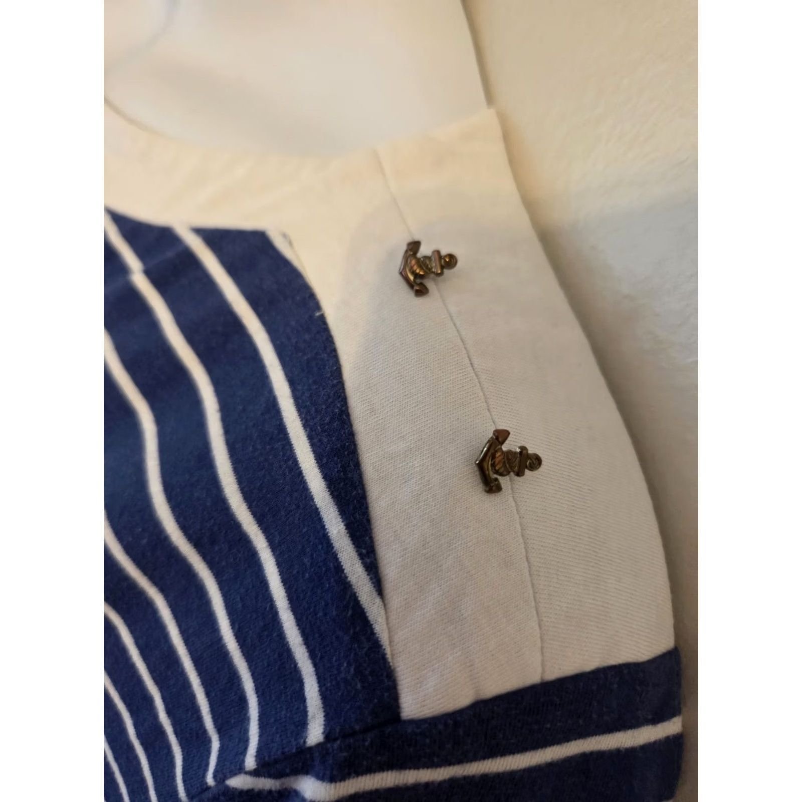 Vintage Chic Comfort Collection Shirt Blue Nautical Stripe Short Sleeve Casual Top 3X Size XXL / US 16-18 / IT 52-54 - 4 Thumbnail