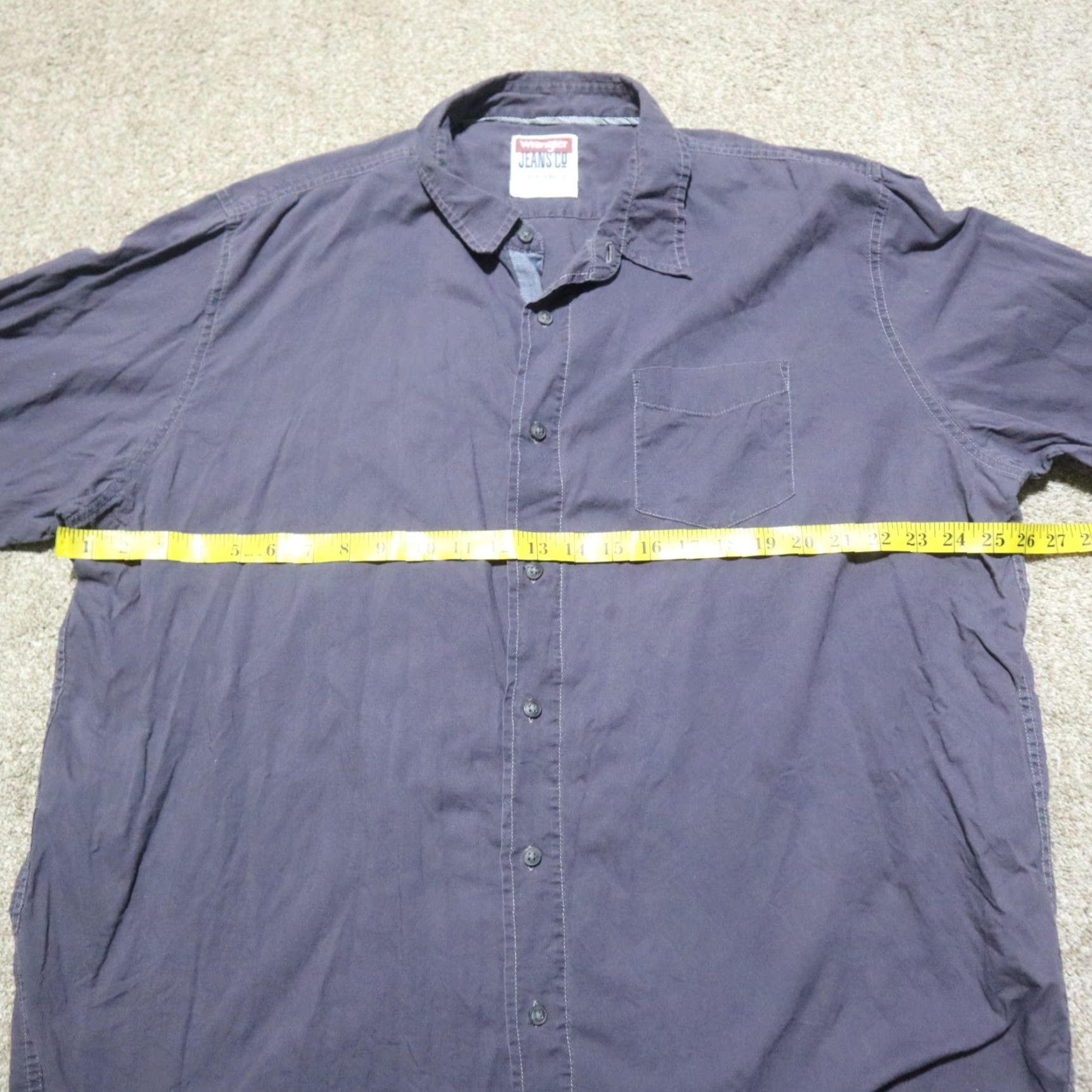 Wrangler Wrangler Jeans Co Solid Blue Button Down Shirt Long Sleeve Adult Men's 2X Blue Western Casual Button-Up Shirt Mens Size US XXL / EU 58 / 5 - 4 Thumbnail