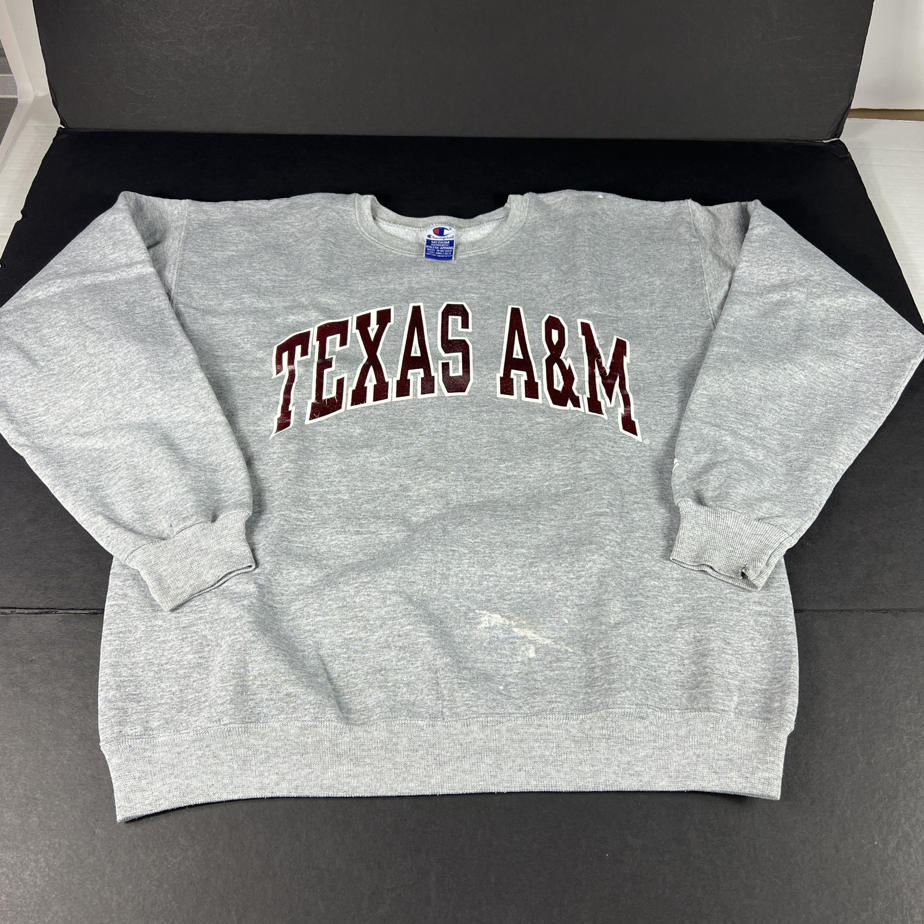 Champion × NCAA × Vintage Y2K Champion Texas A&M Aggies Sweatshirt Grey Faded Crewneck Size US M / EU 48-50 / 2 - 1 Thumbnail
