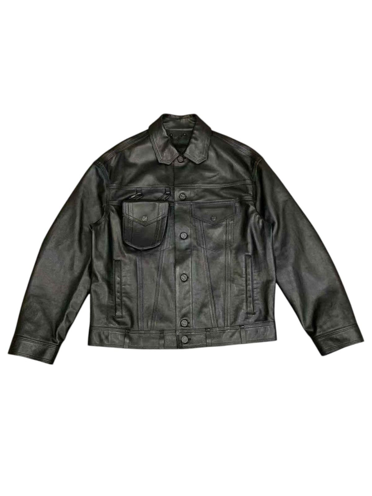 Louis Vuitton Louis Vuitton 48 Paper Clip Chain Leather Jacket Black Size US M / EU 48-50 / 2 - 2 Thumbnail