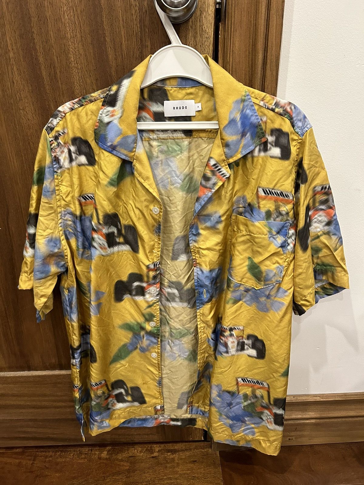 Rhude RHUDE YELLOW LOIX SILK SHIRT - YELLOW/MULTI Size US M / EU 48-50 / 2 - 1 Thumbnail