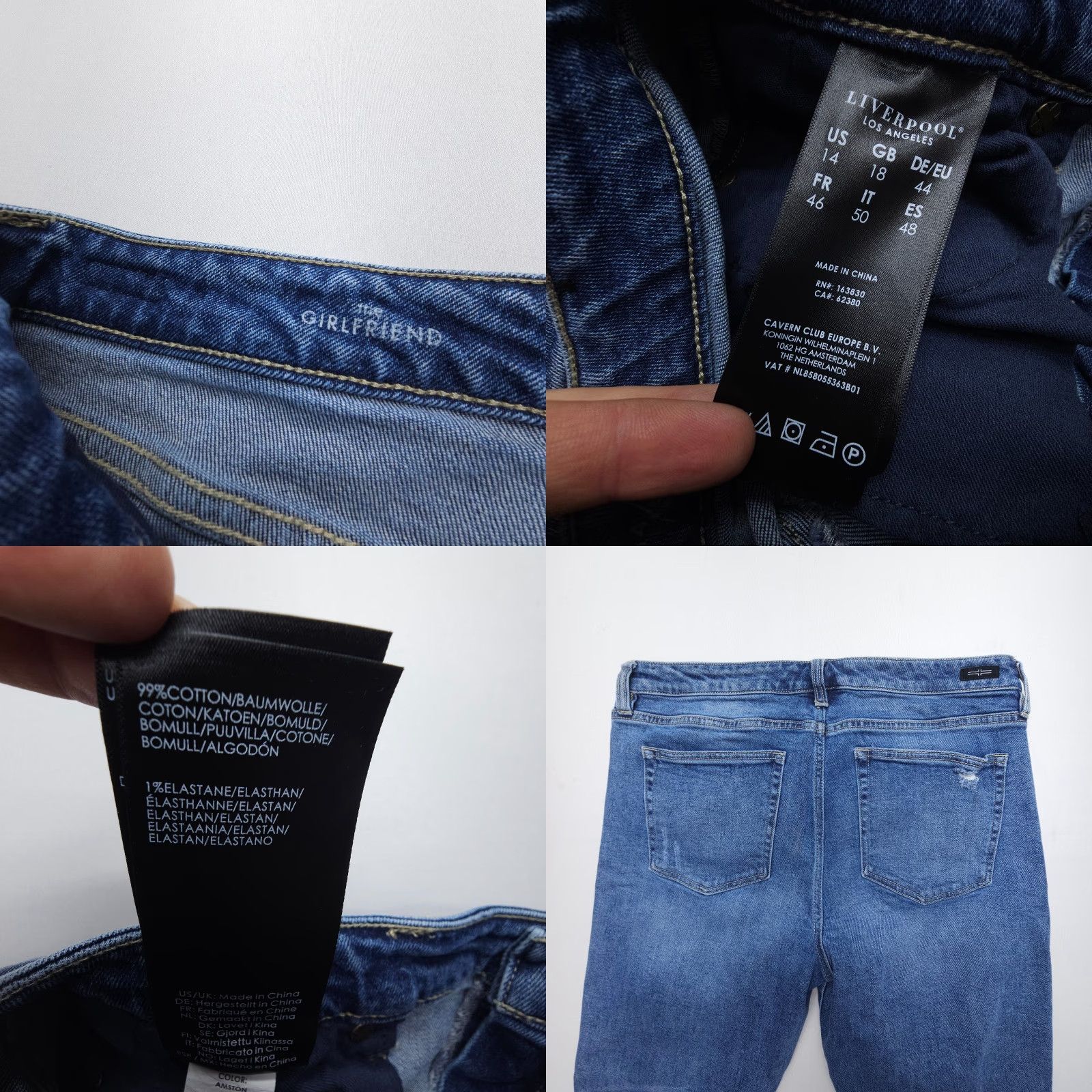 Vintage Liverpool Jeans The Girlfriend Jeans Womens 14 / 32 Blue Mid Rise Stretch Distressed Size 36" / US 14 / IT 50 - 8 Thumbnail