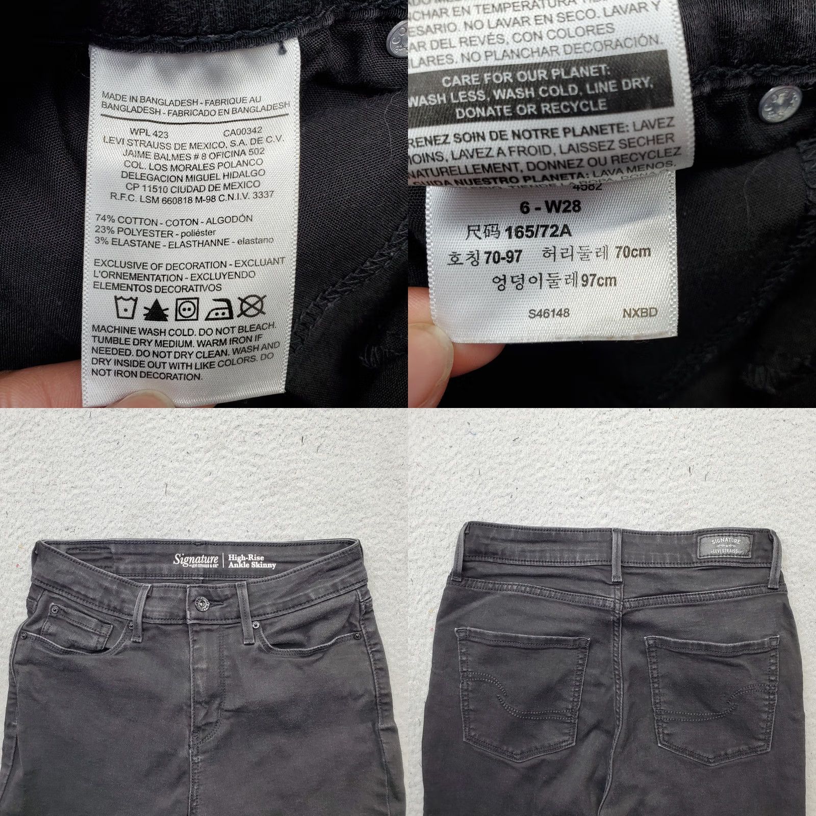 Levi's Levi's Womens 6 Black Denim High-Rise Ankle Skinny Jeans Streetwear Size 28" / US 6 / IT 42 - 8 Thumbnail