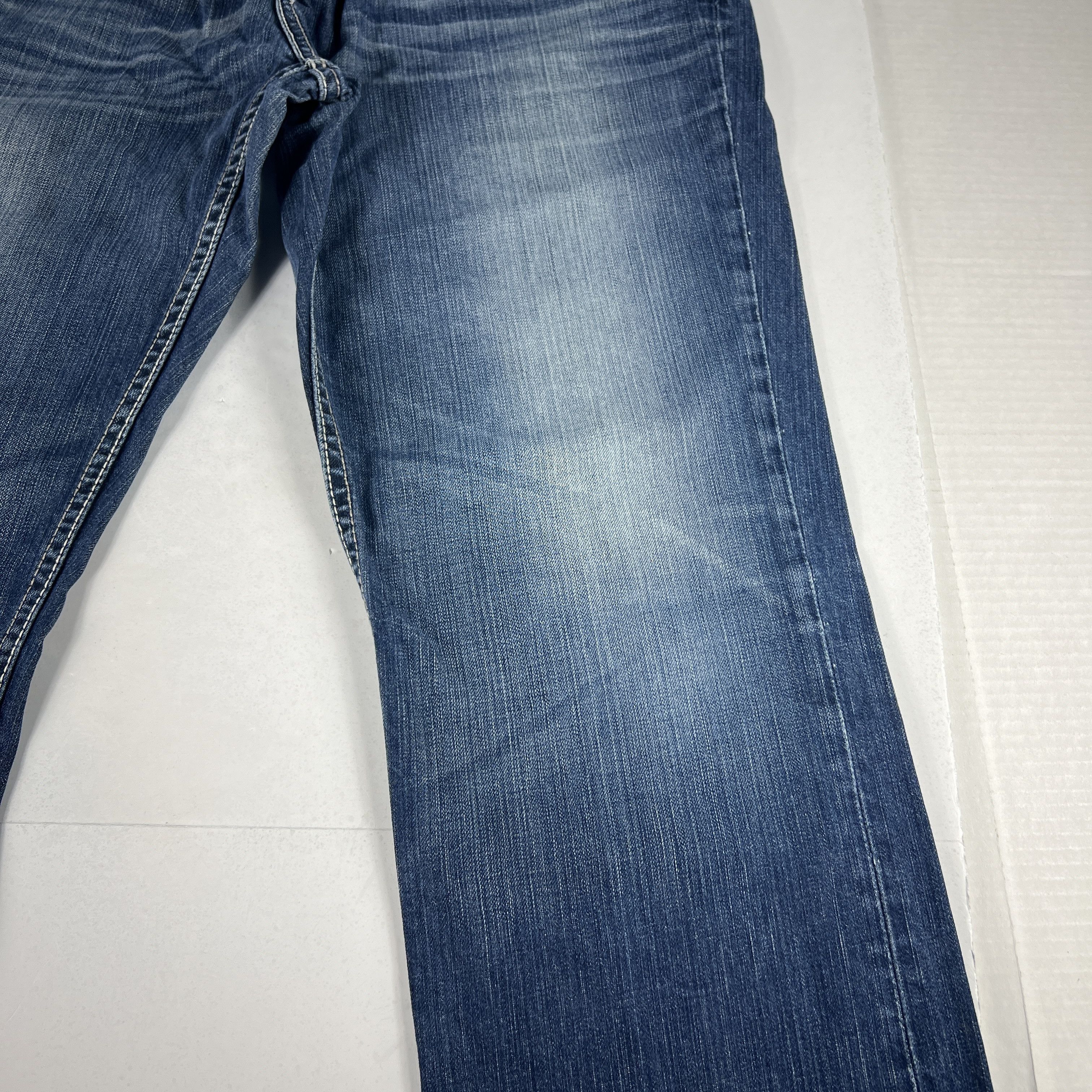 BKE BKE Jeans Long Derek Straight Blue Faded Whisker Denim Size US 37 - 4 Thumbnail