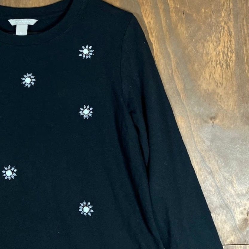 Banana Republic VINTAGE Banana Republic Women Sweater Black Sophia Bead Jewelled Crew Neck Long Sleeve M Size M / US 6-8 / IT 42-44 - 5 Thumbnail