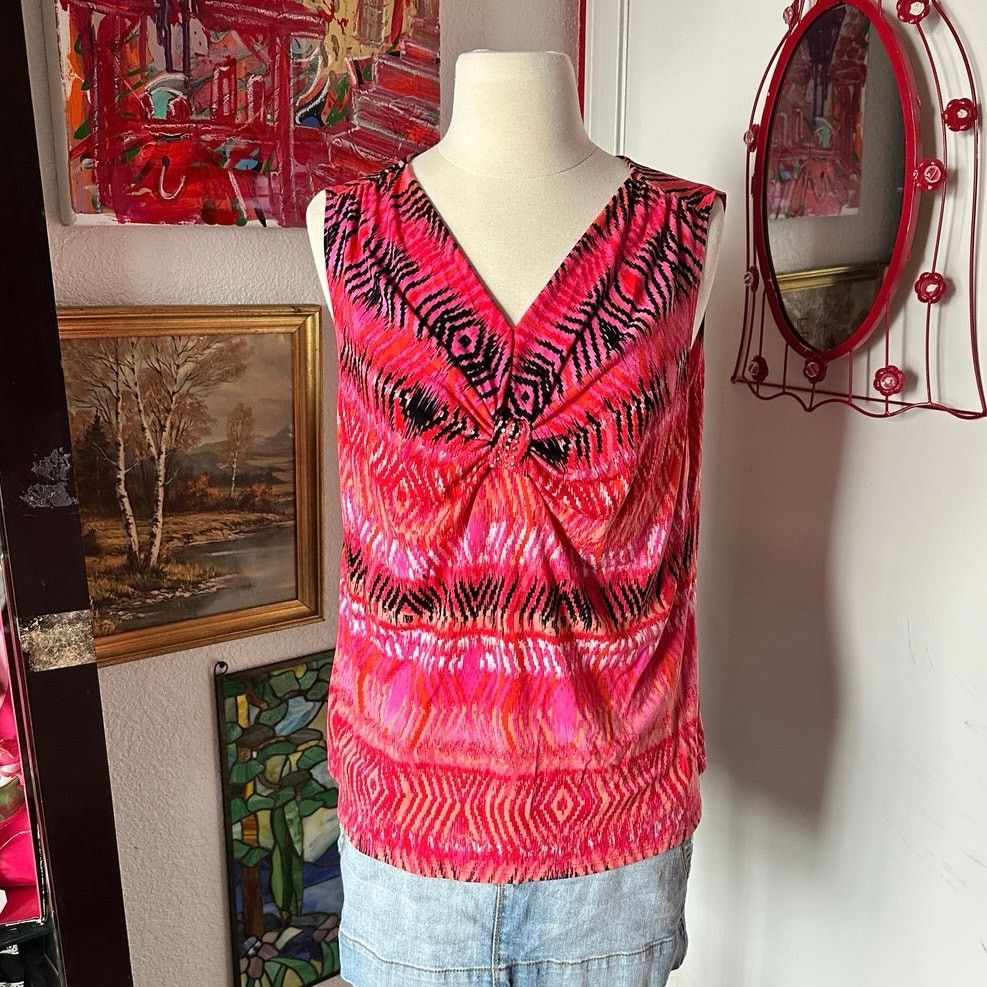 Other new york city design co pink black bohemian tank top lace Size L / US 10 / IT 46 - 1 Thumbnail