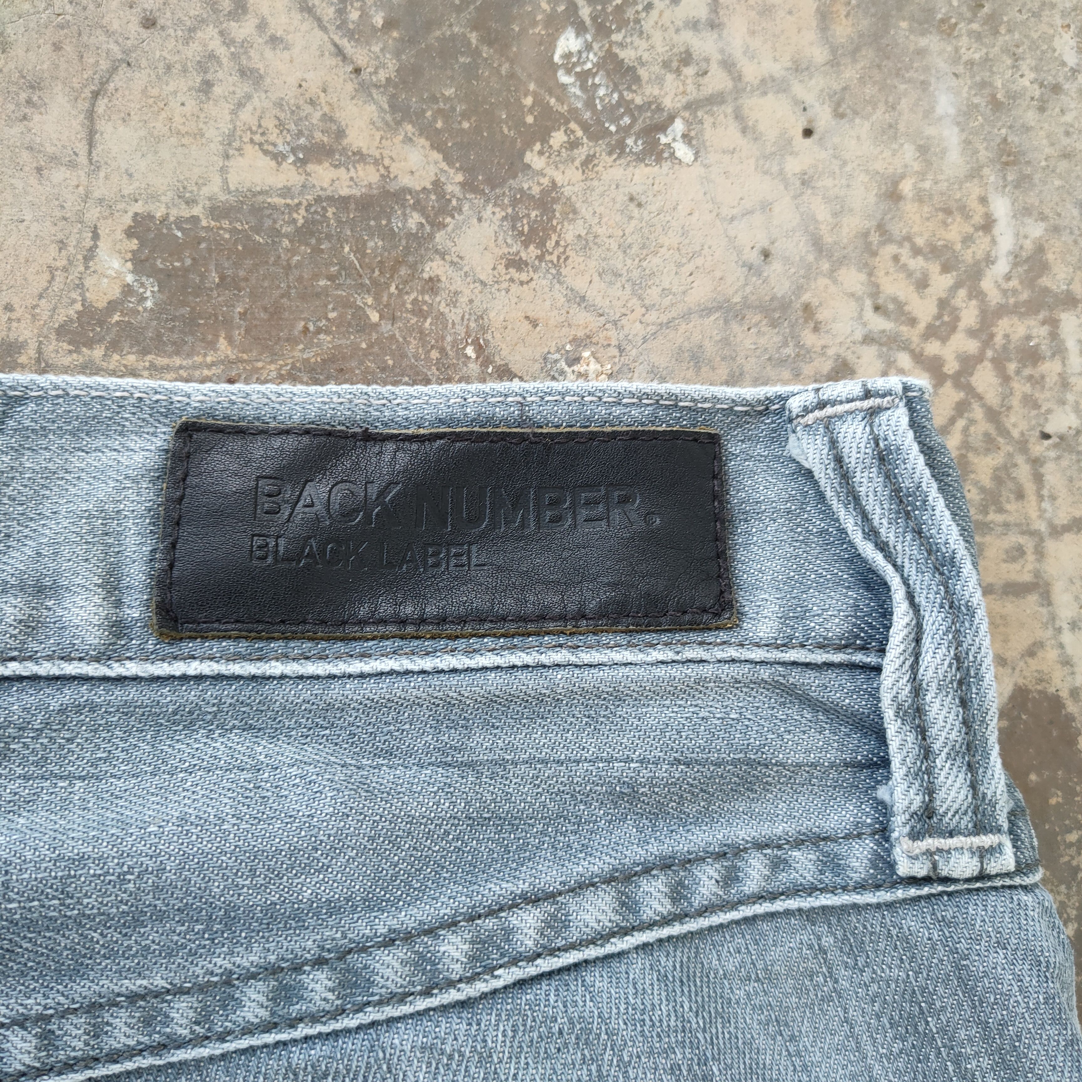 Black Label × Jean VINTAGE BACK NUMBER FADED RIPPED JEANS DENIM PANTS Size US 35 - 13 Thumbnail