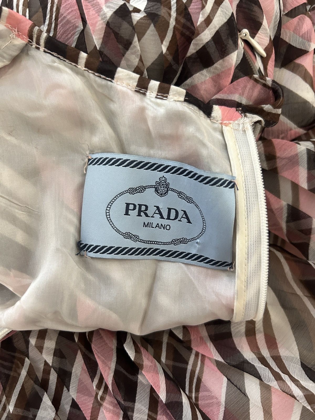 Prada Silk Plaid Pleated Sleeveless Mini Dress Size M / US 6-8 / IT 42-44 - 7 Thumbnail