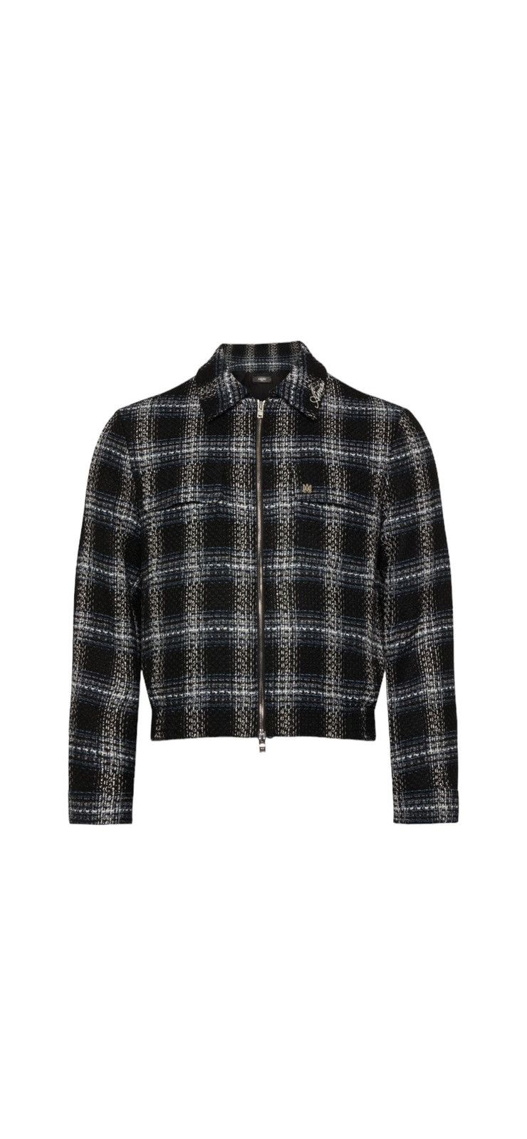 image of Amiri Shadow Plaid Tweed Blouson in Black, Men's (Size Small)