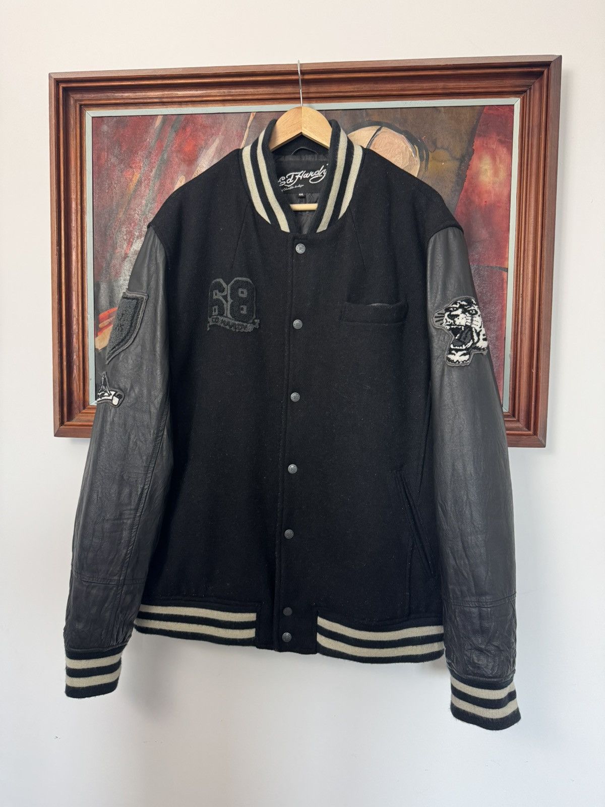 Ed Hardy Vintage Ed Hardy Christian Audigier Leather Varsity Jacket Size US XXL / EU 58 / 5 - 2 Thumbnail