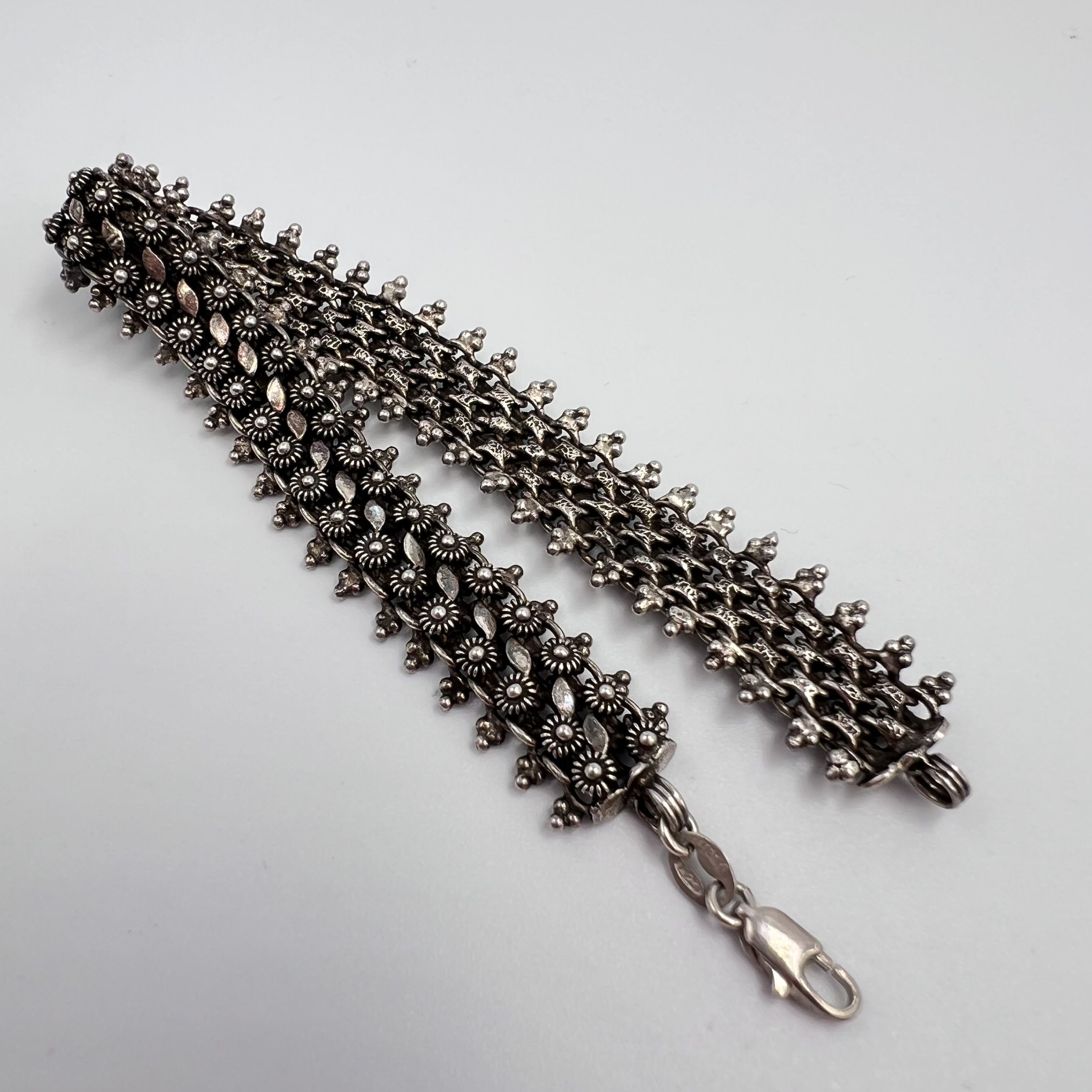 Sterling Silver Vintage Bracelet Chain Black Sterling Silver 925 Jewelry Size ONE SIZE - 2 Thumbnail