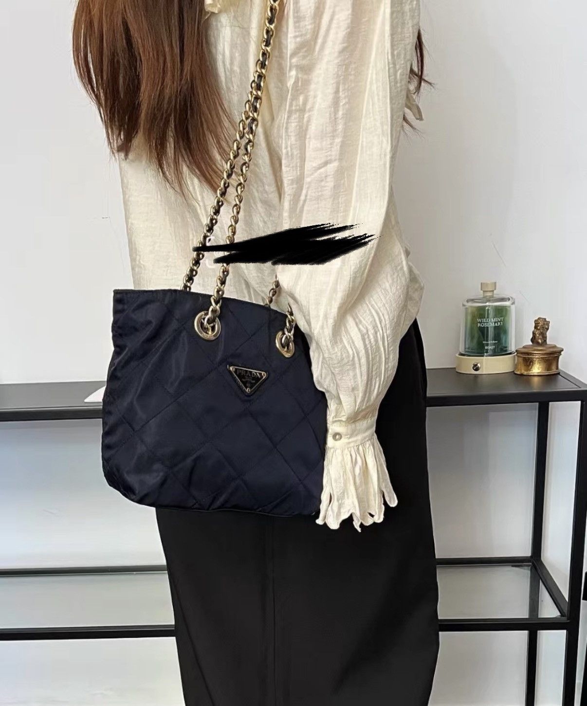 Prada Prada Mini Navy Parachute Double Chain Shoulder Bag J36 Size ONE SIZE - 7 Thumbnail