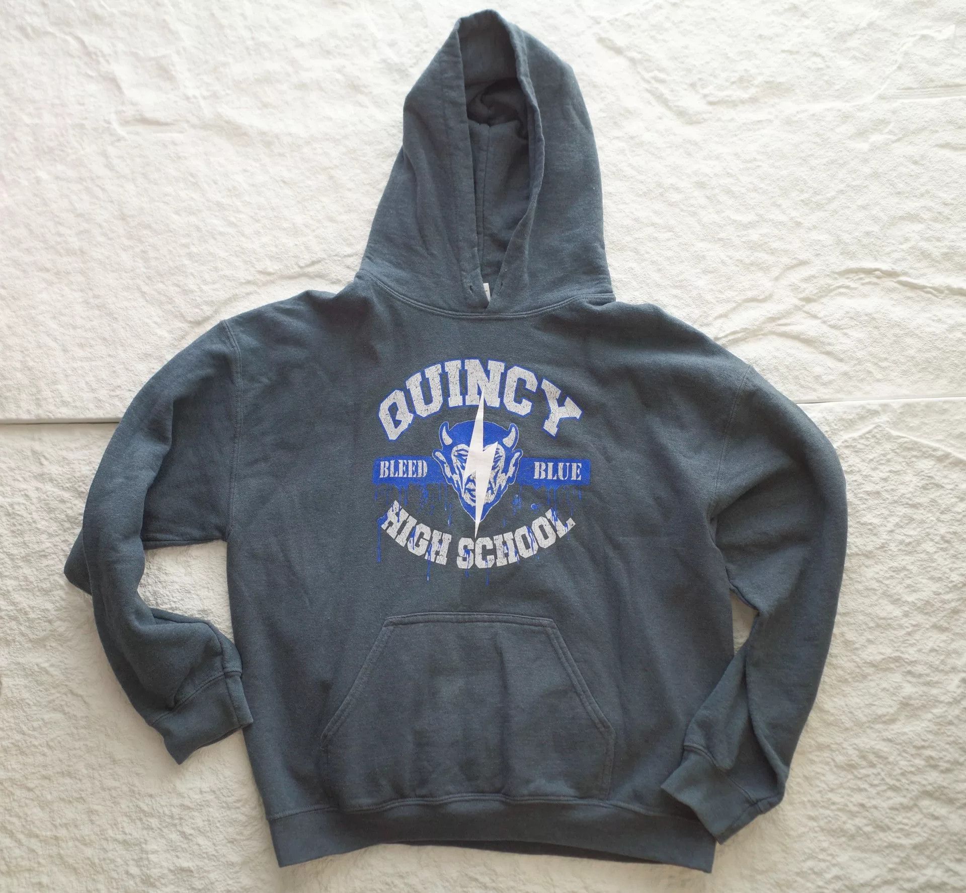 Vintage Vintage Gildan 90s Washed Blue Lightning Hoodie Size US M / EU 48-50 / 2 - 1 Thumbnail