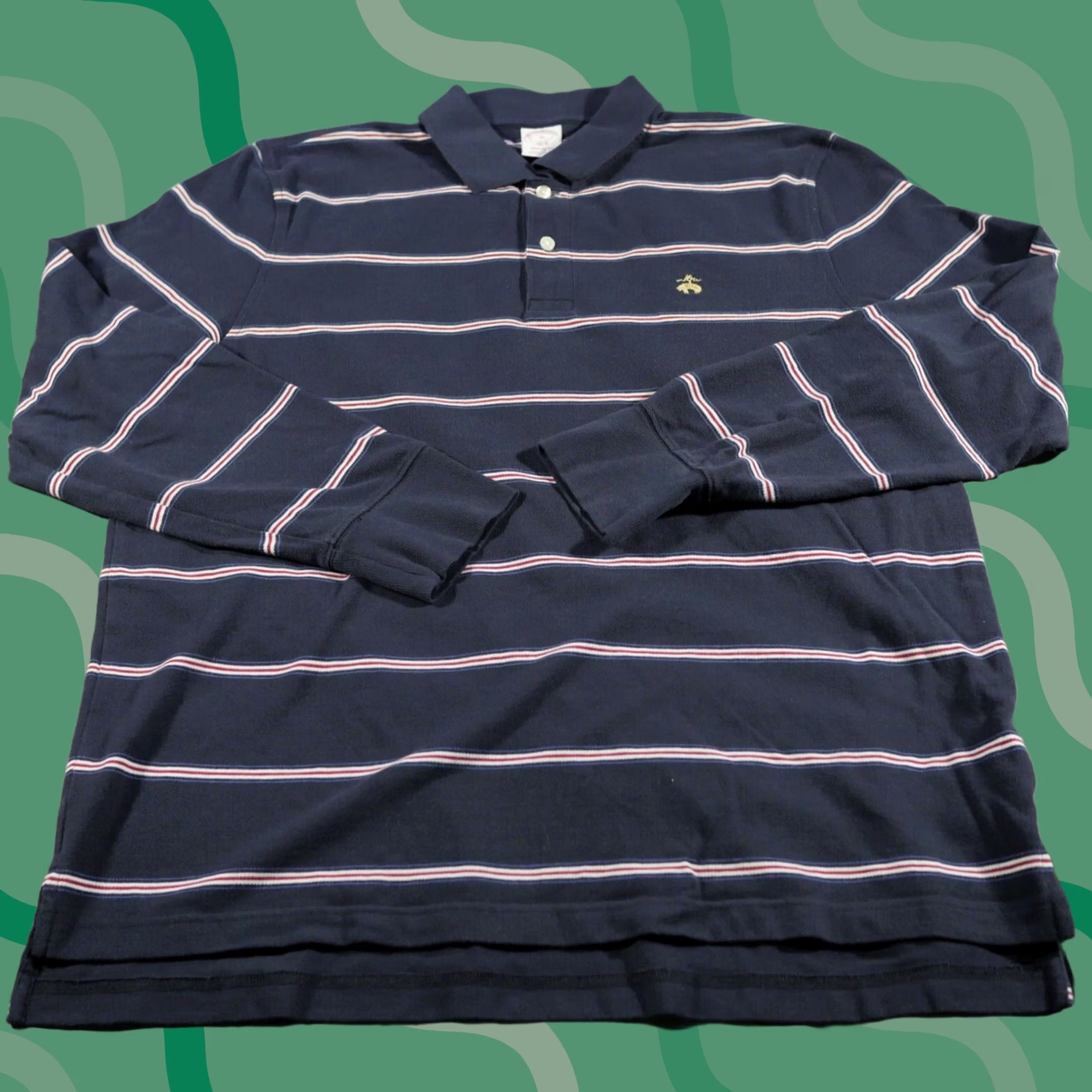 Brooks Brothers VINTAGE Brooks Brothers Polo Shirt Mens Extra Large Blue Stripes Rugby Long Sleeves Size US XL / EU 56 / 4 - 1 Thumbnail