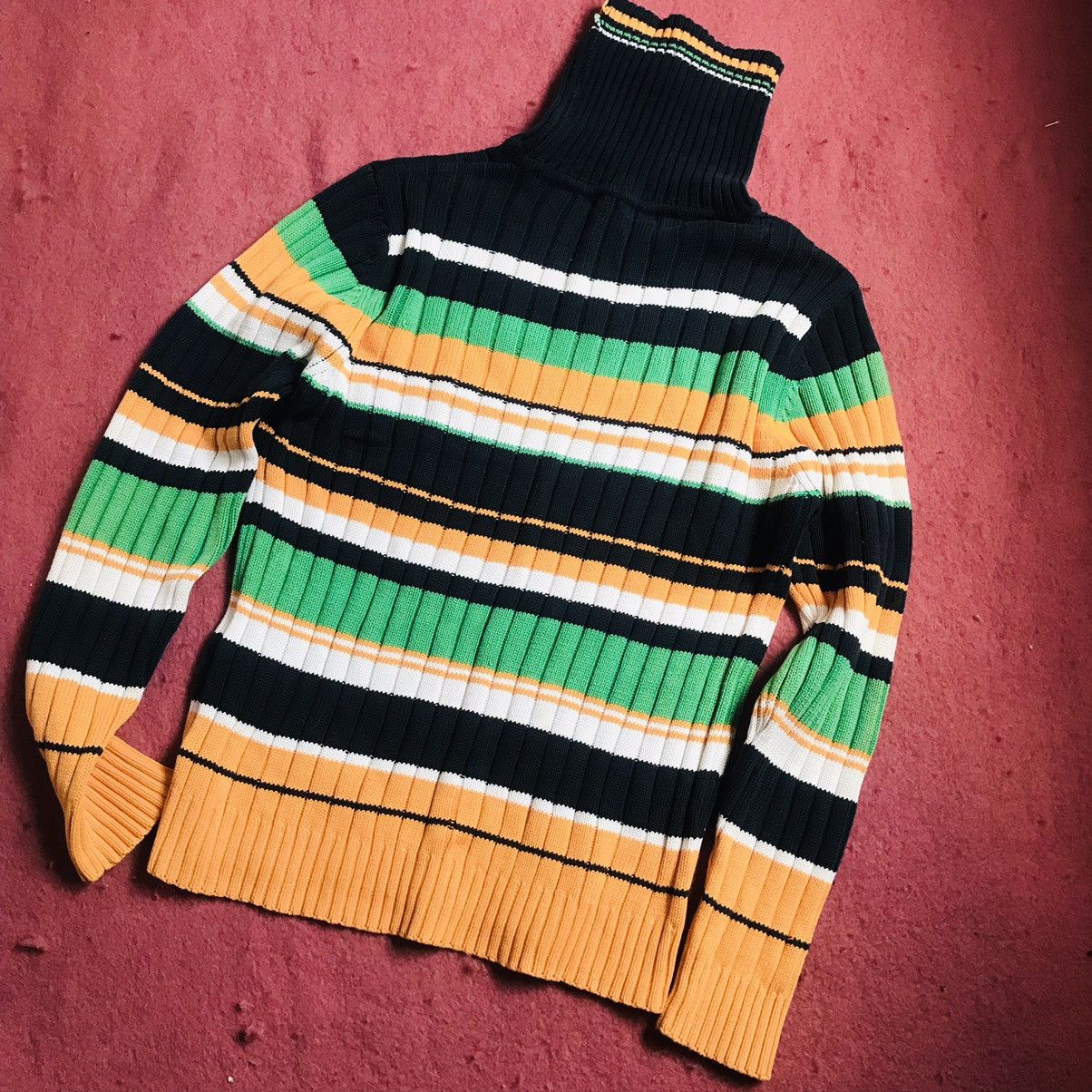 20471120 × Vintage Japanese Horizontal Stripe Turtle Neck Sweater Size M / US 6-8 / IT 42-44 - 6 Thumbnail