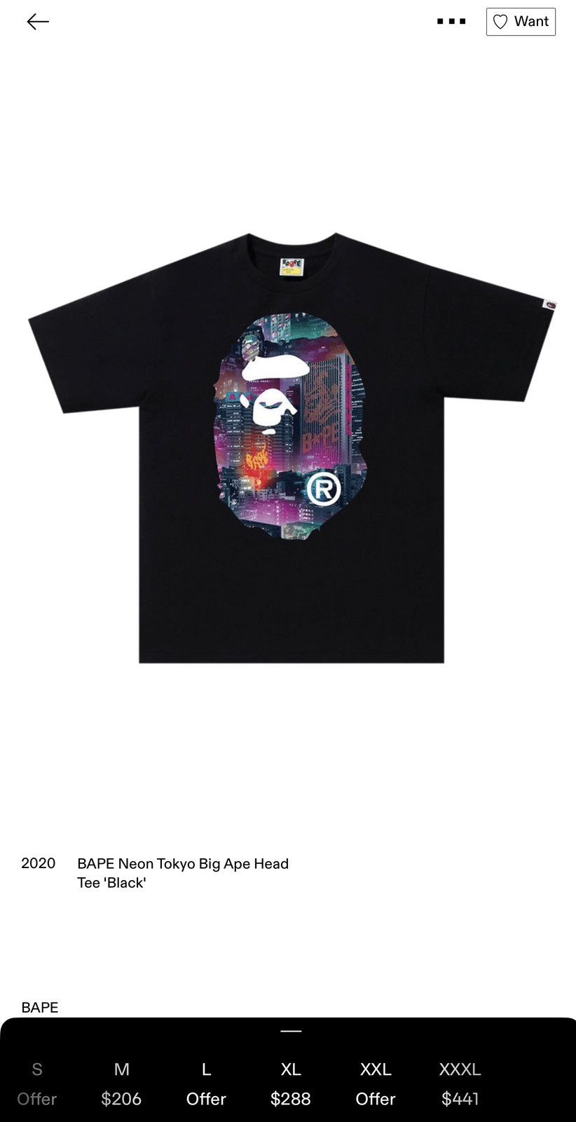 Bape BAPE Neon Tokyo Big Ape Head Tee “Black” Size US XL / EU 56 / 4 - 5 Thumbnail