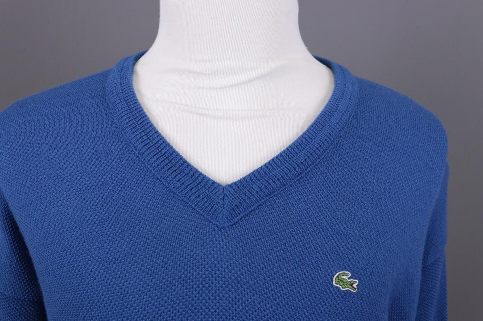 Lacoste Men Vintage Lacoste Blue Wool V-Neck Sweater Size 8 / 3XL Size US XXL / EU 58 / 5 - 6 Thumbnail