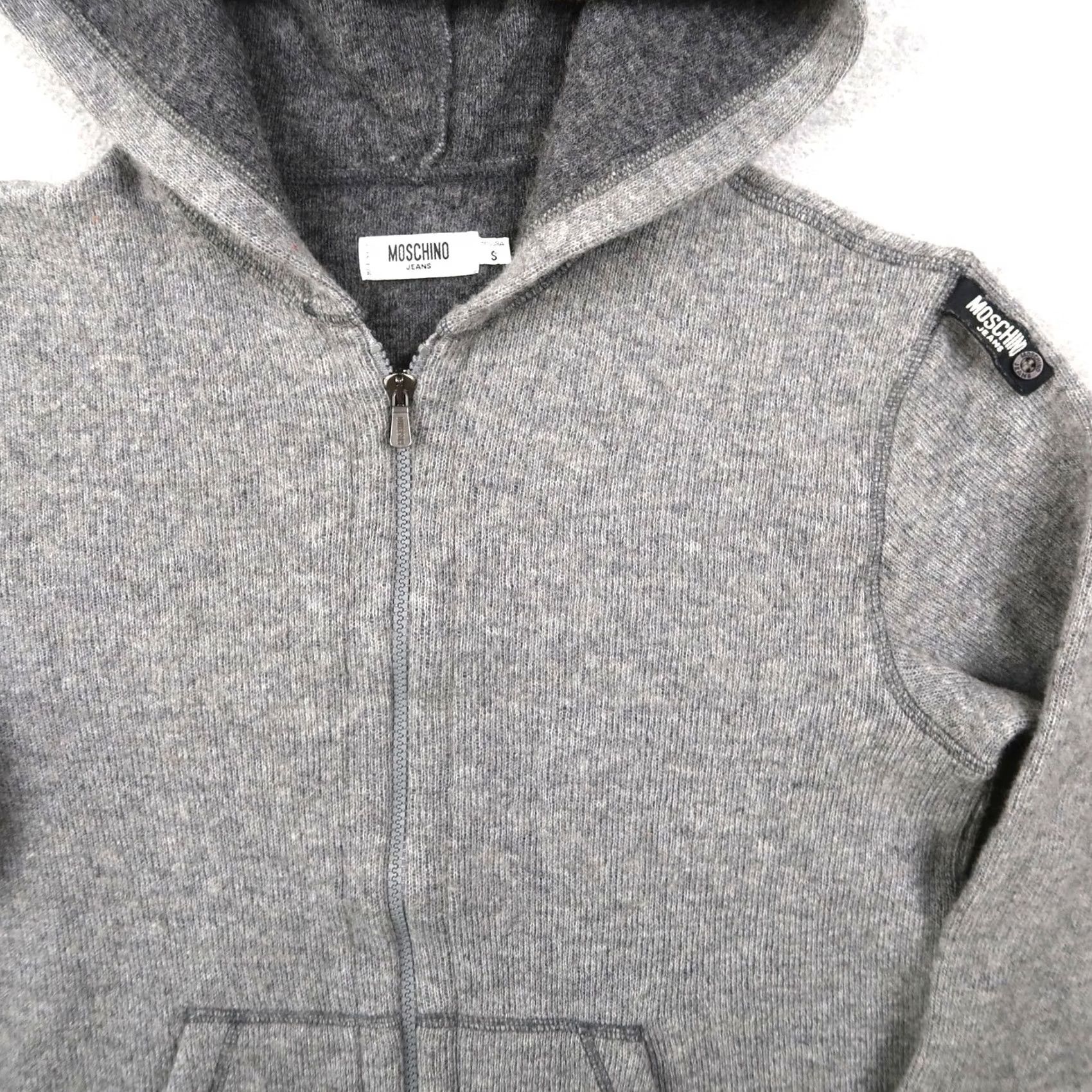 Moschino VINTAGE Moschino Hooded Zip Up Hoodie Gray Wool Blend Size S Womens Size S / US 4 / IT 40 - 3 Thumbnail