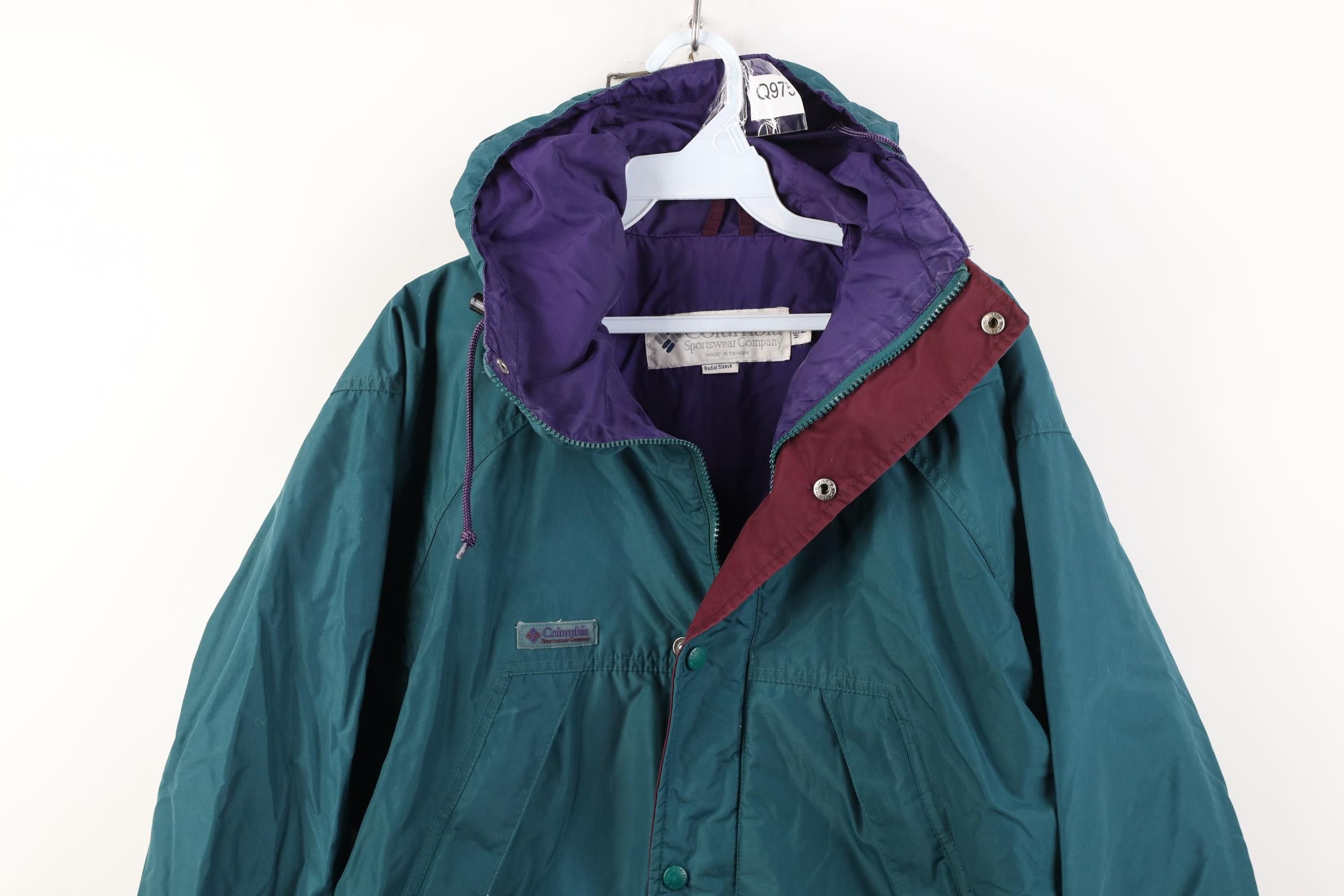 Columbia Vintage90s Columbia Hooded Rain Parka Jacket Coat Green Size US M / EU 48-50 / 2 - 2 Thumbnail