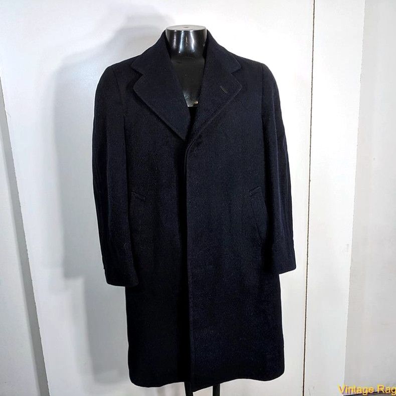 image of Vintage The Hub Ro-Croft VTG Long Wool Coat Overcoat Mens Size S Blue in White