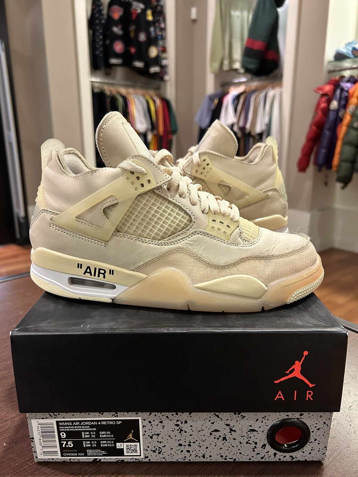 Jordan Brand × Off-White Jordan 4 Retro Off-White Sail (Women's) Size US 7.5 / EU 40-41 - 2 Thumbnail