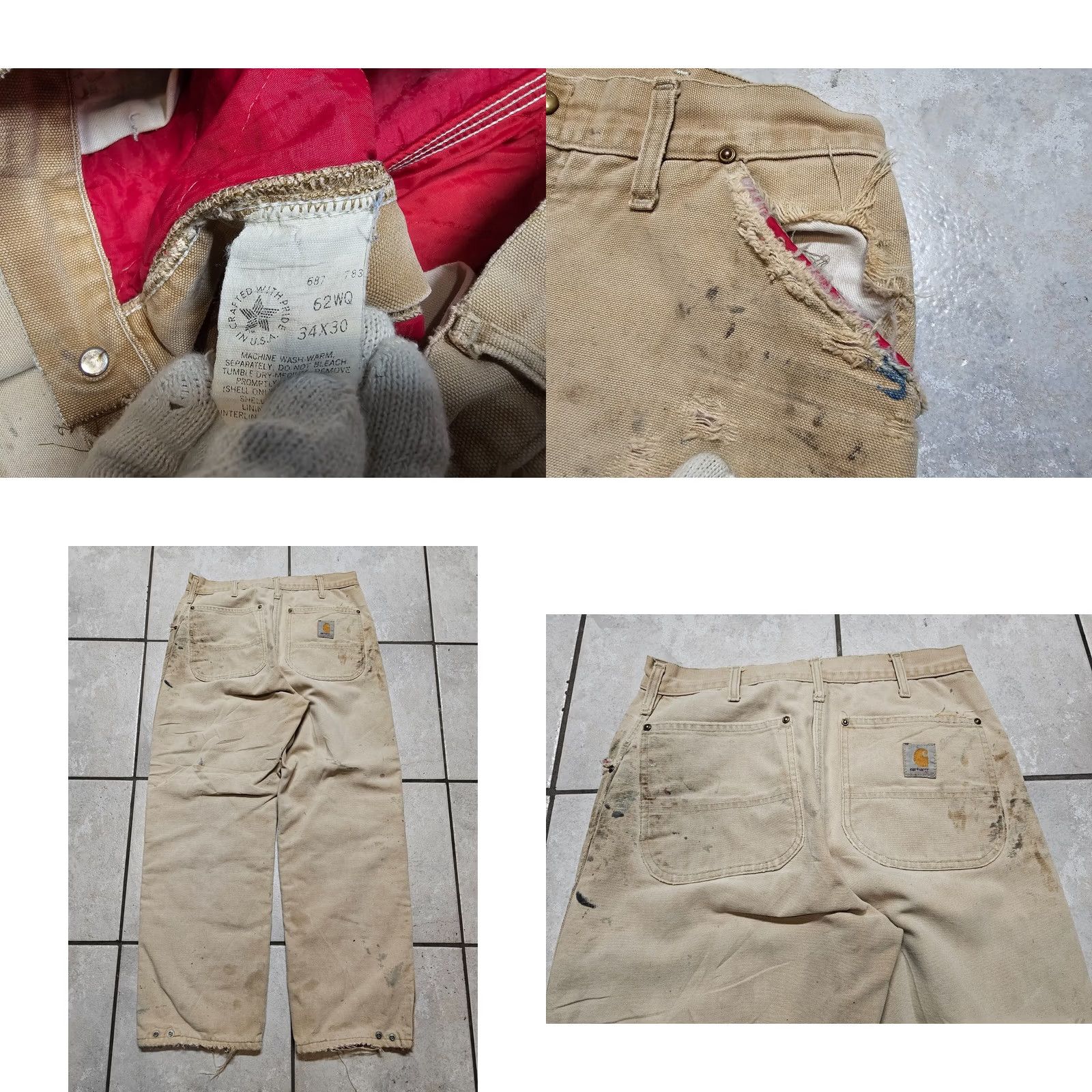 Carhartt VINTAGE Carhartt DUCK WORK PANTS 34 Regular Brown Lined Men XS? Size US 34 / EU 50 - 8 Thumbnail