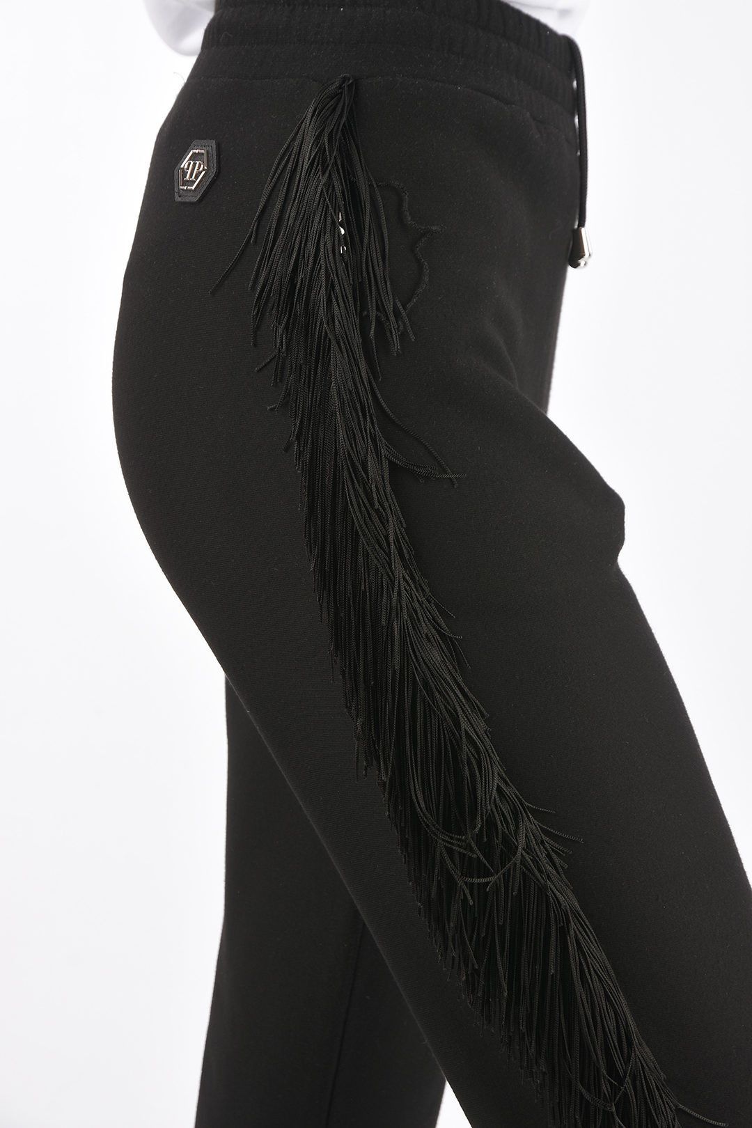 Philipp Plein og1mm0824 Fringed Studded Jogger Pants in Black Size 30" / US 8 / IT 44 - 3 Thumbnail