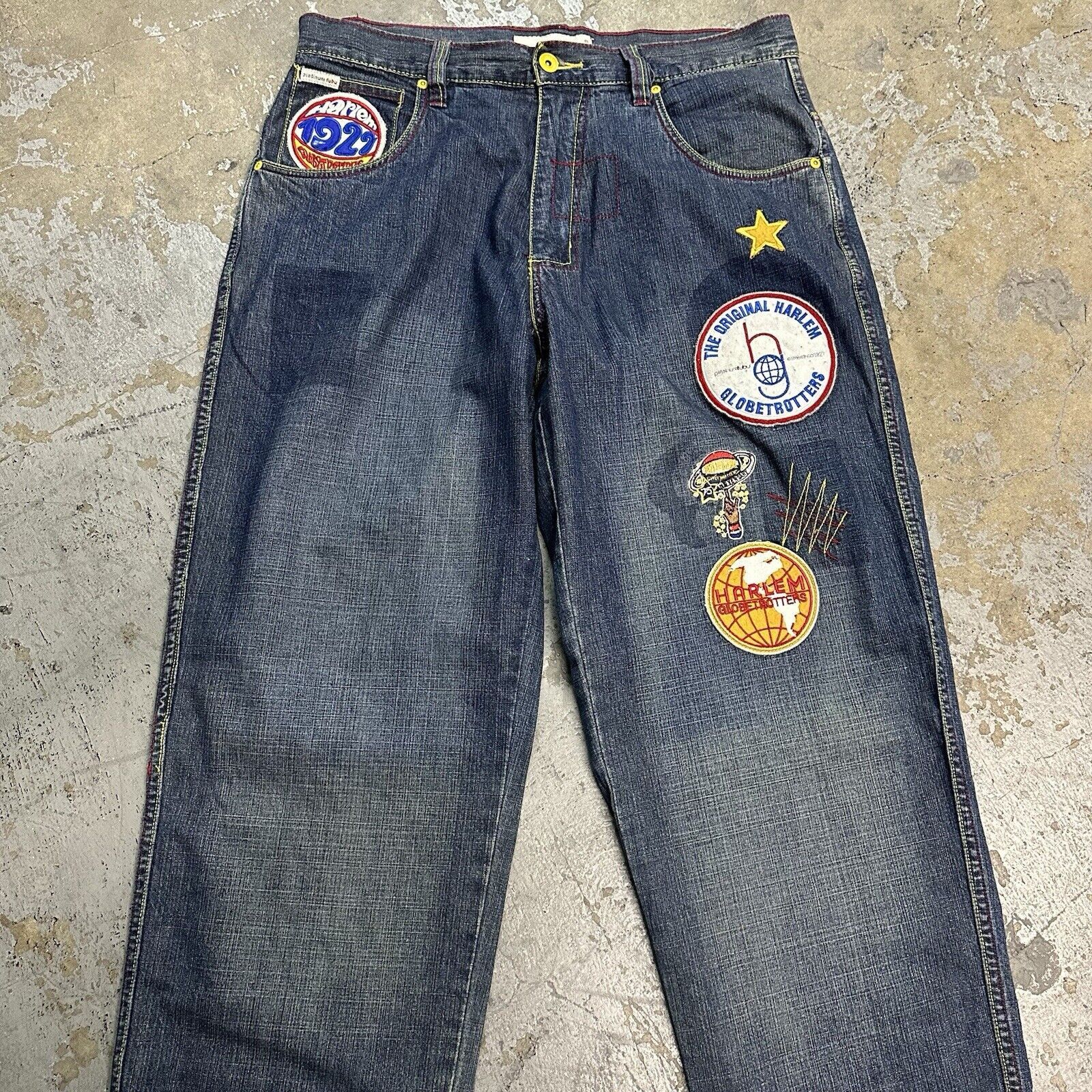 Fubu × JNCO × Southpole Vintage Y2K Fubu Harlem Globetrotters Baggy Denim Jeans Size US 34 / EU 50 - 2 Thumbnail