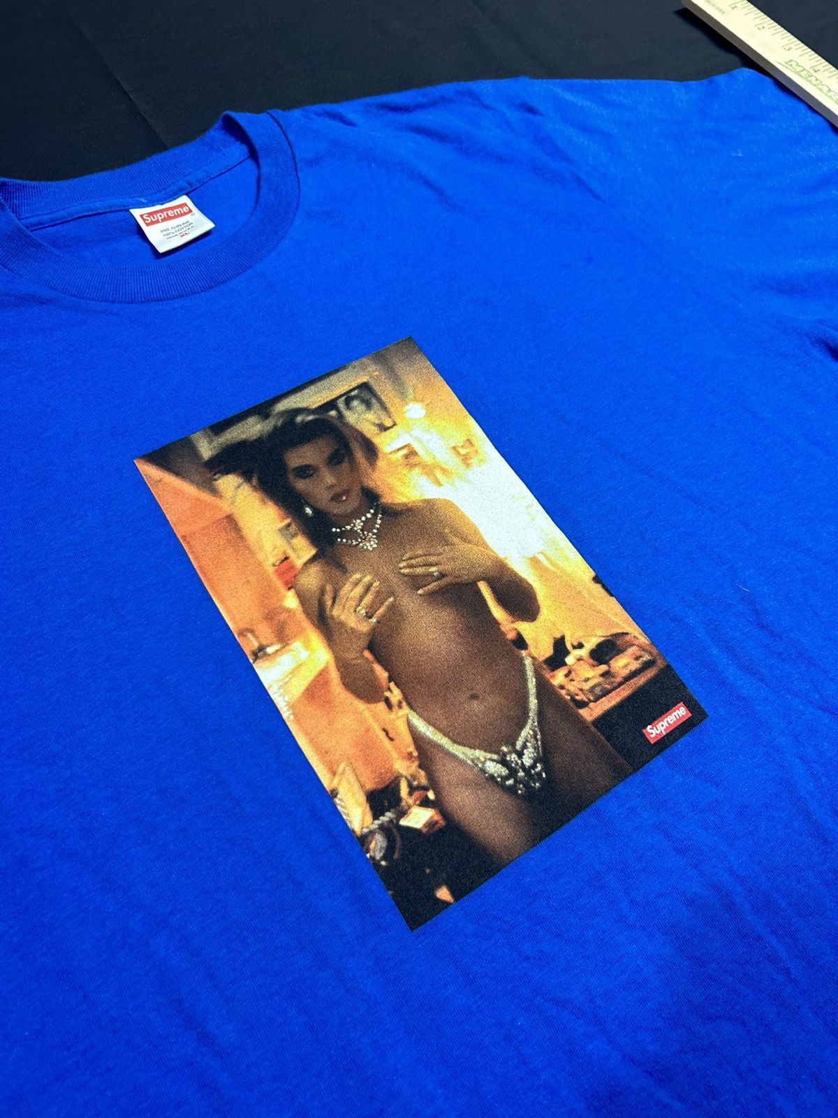 Supreme Supreme Nan Goldin Kim In Rhinestone T Shirt Blue Mens Nude Size US XL / EU 56 / 4 - 2 Thumbnail
