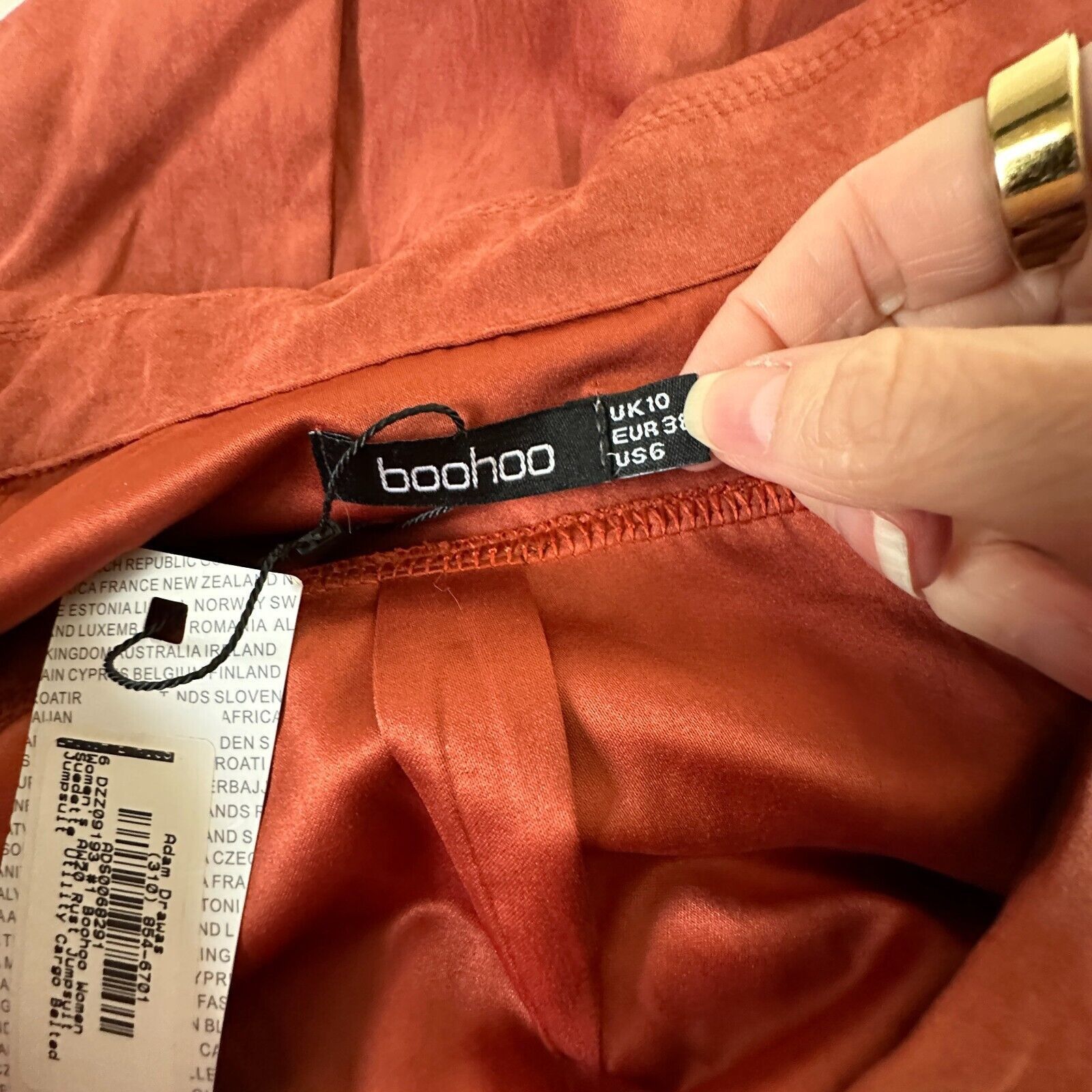 Boohoo NWT Boohoo Rust Utility Cargo Belted Jumpsuit Safari Pocket Size 30" / US 8 / IT 44 - 6 Thumbnail