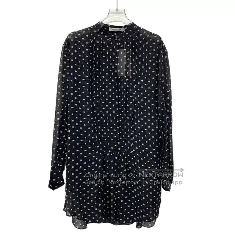 Dior Dior Black polka dot bee embroidery mulberry silk round ne Size XS / US 0-2 / IT 36-38 - 1 Thumbnail