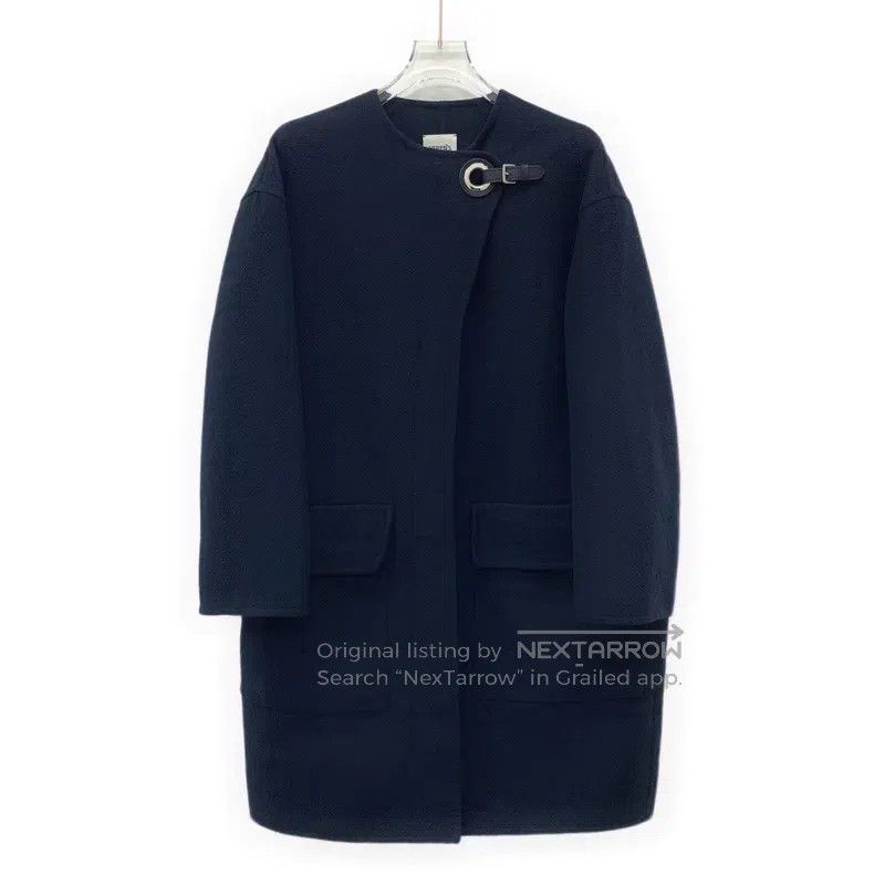 Hermes Hermes Dark Blue Long Sleeve Overcoat with Round Rings Size XS / US 0-2 / IT 36-38 - 1 Thumbnail