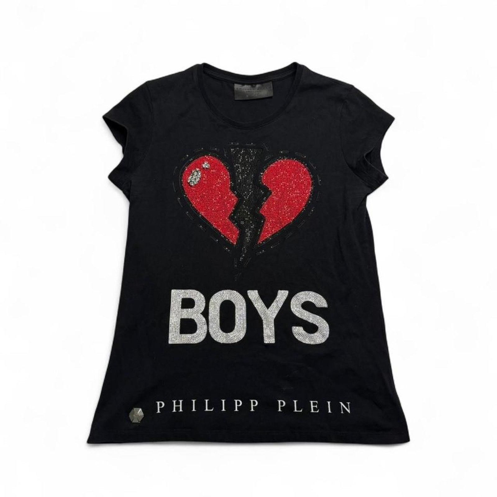 Philipp Plein Black Philipp Plein Mcbling heart graphic tee size large Size L / US 10 / IT 46 - 3 Thumbnail
