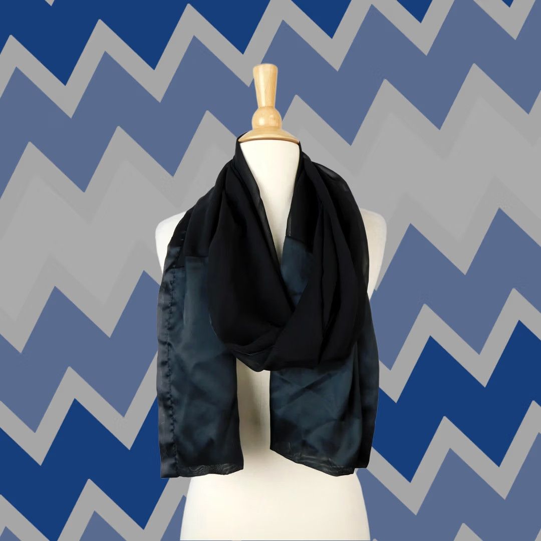 Vintage Collection XIIX Scarf - Black - Satin Border Oblong Polyester - Solid Knit Rectangle - Women - 73" X 27" - Style: 1282611 Size ONE SIZE - 1 Thumbnail